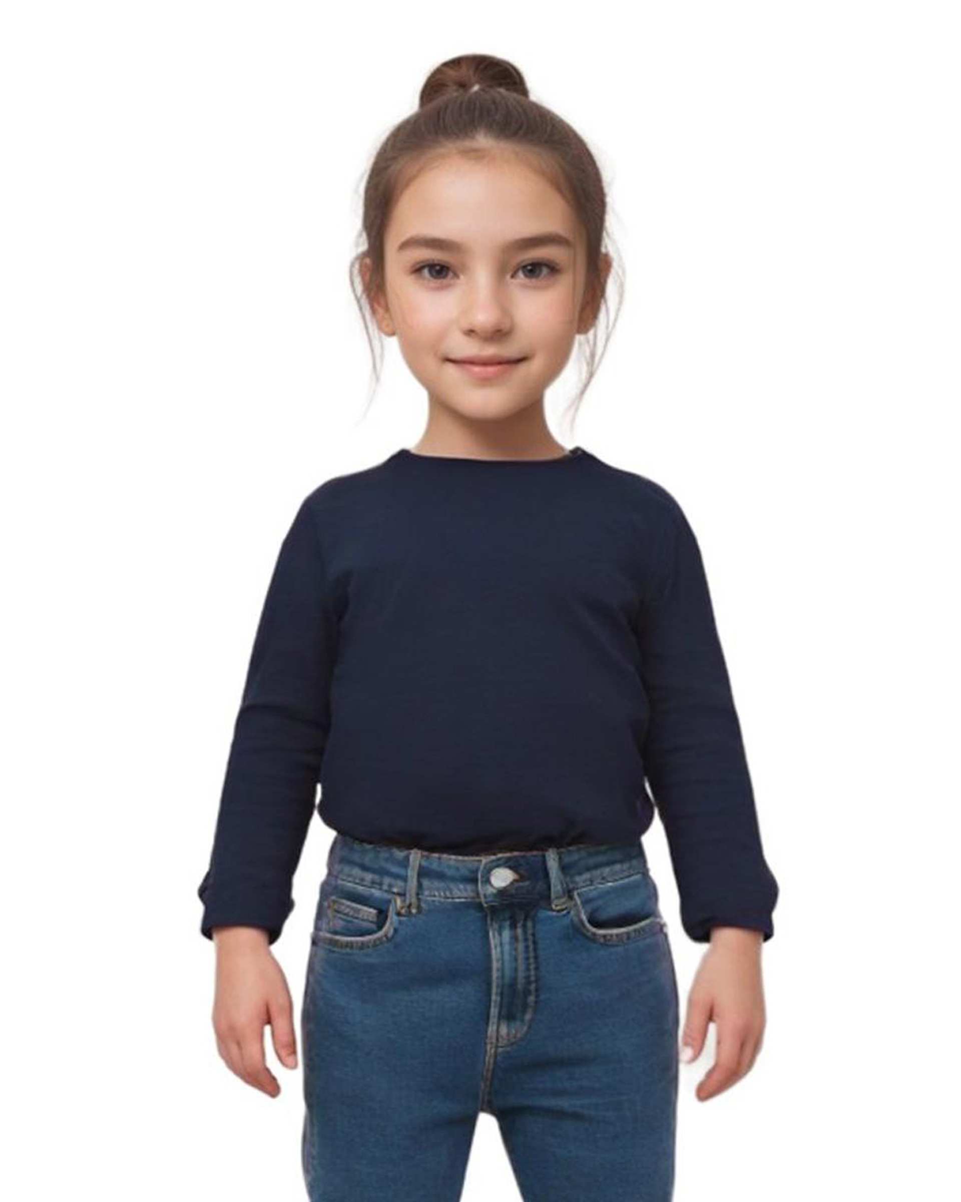 تی شرت دخترانه آستین بلند سرمه ای زیپی هومنیتی Whomanity کد 5781350