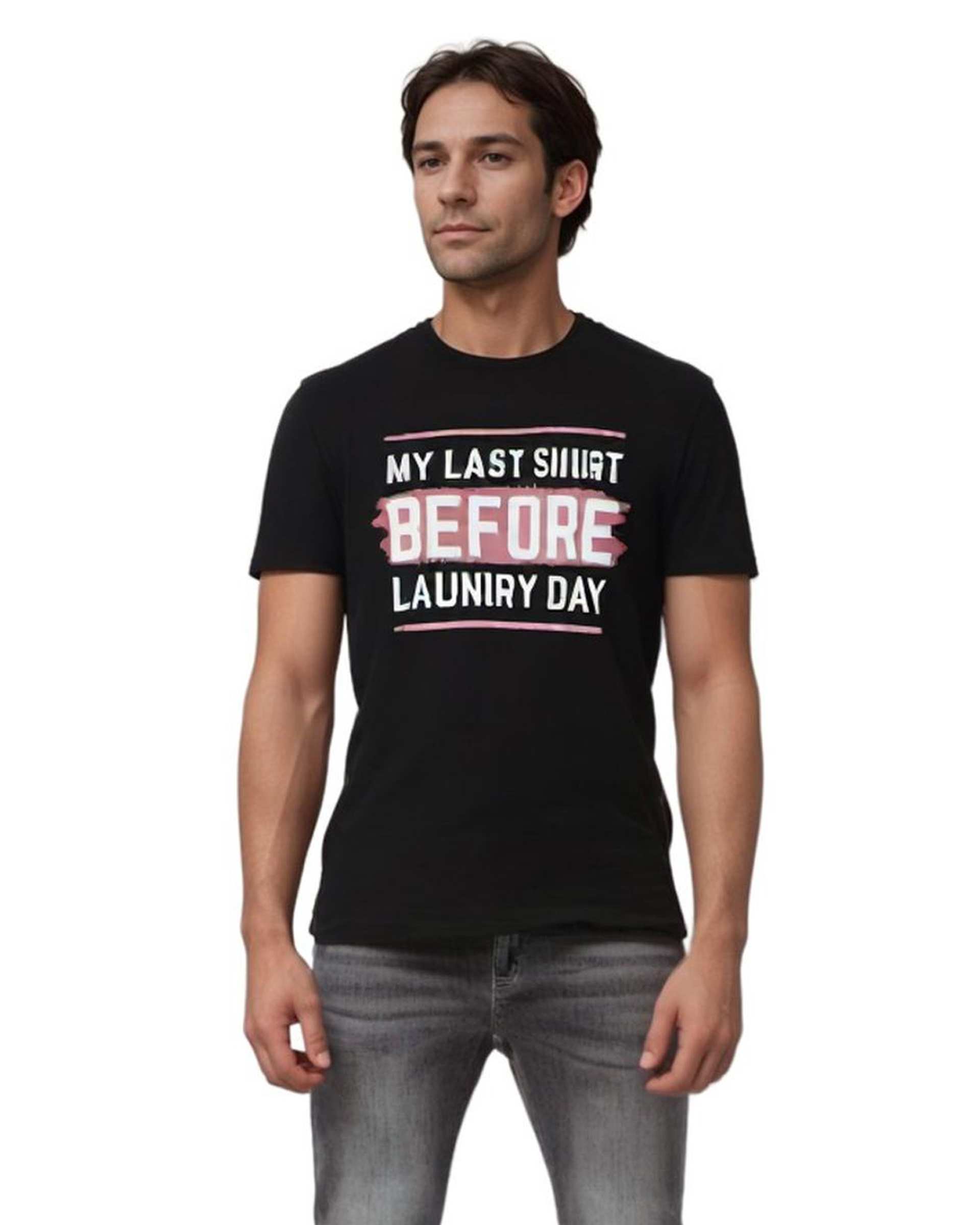 تی شرت مردانه مشکی هومنیتی Whomanity مدل DOWTSLAUNDRY