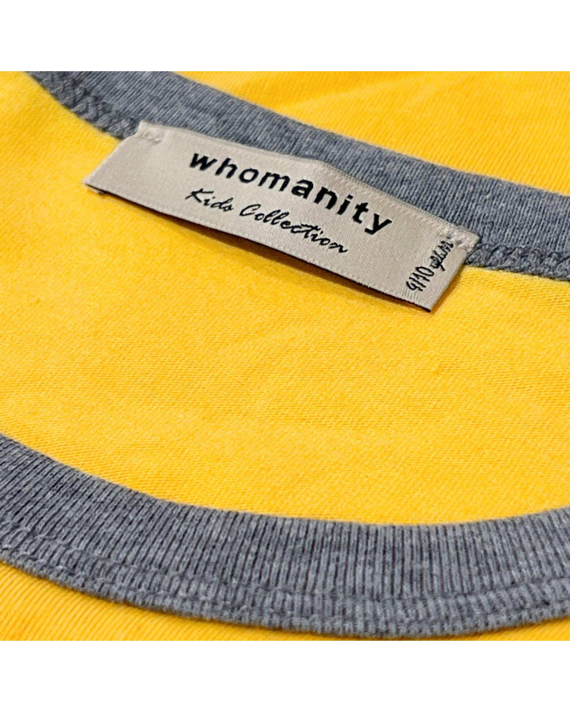 ست تی شرت و شلوارک پسرانه زرد طوسی هومنیتی Whomanity مدل WYKBSTTZ9601