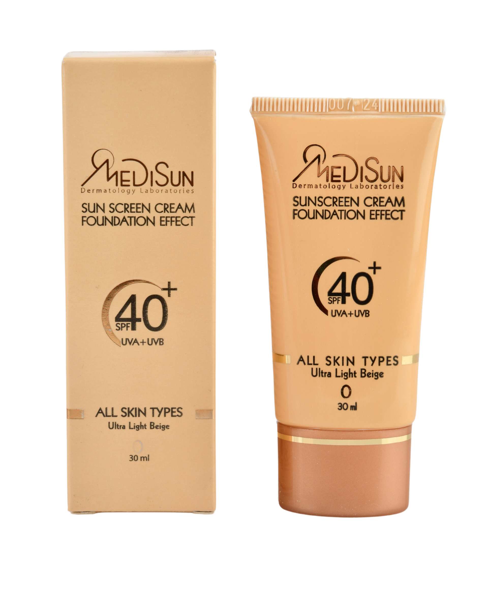 کرم ضد آفتاب پودری SPF40 مدیسان Medisun مناسب انواع پوست رنگ بژ خیلی روشن شماره 0