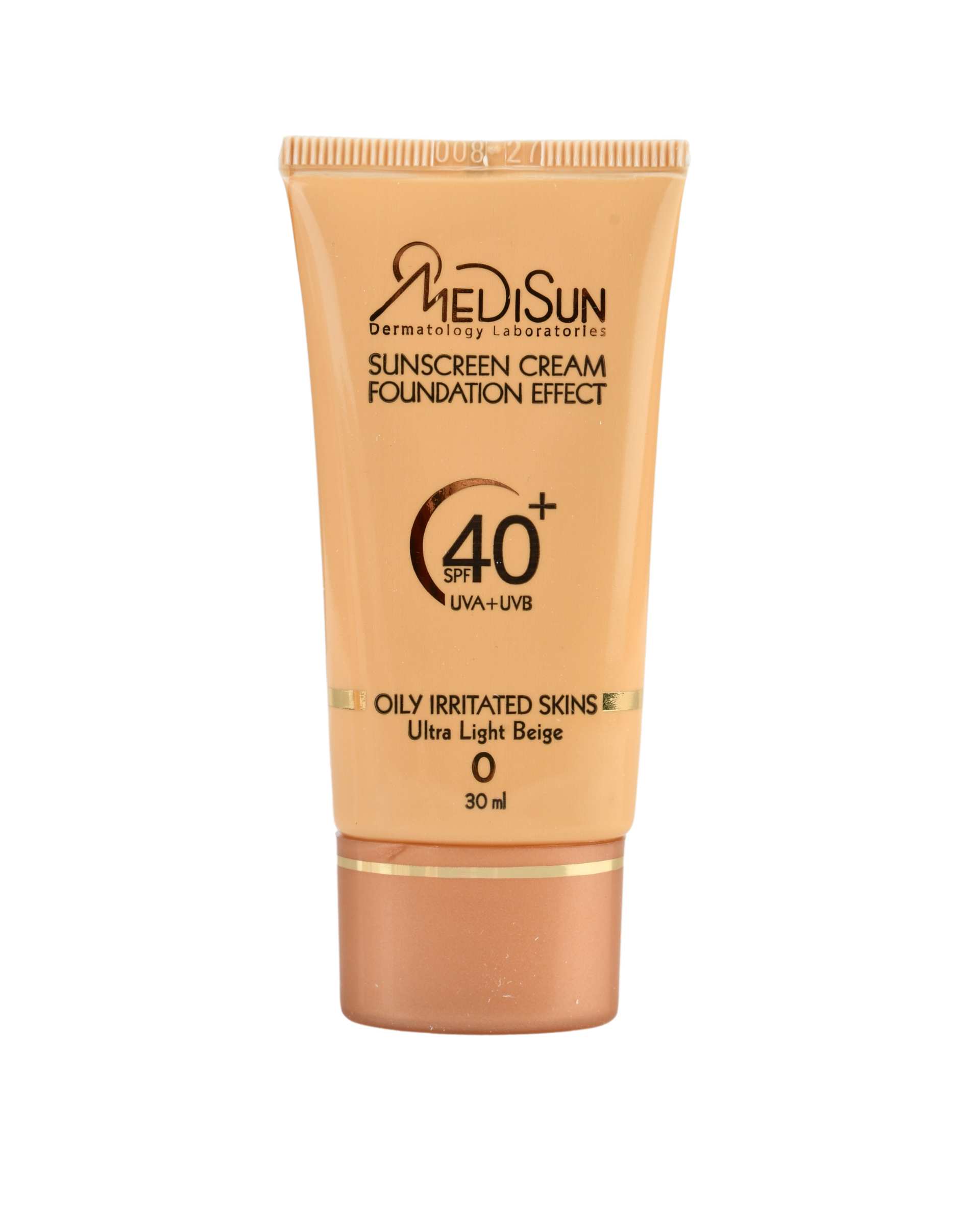 کرم ضد آفتاب رنگی کرم پودری SPF40 مدیسان Medisun مناسب پوست چرب و حساس بژ خیلی روشن