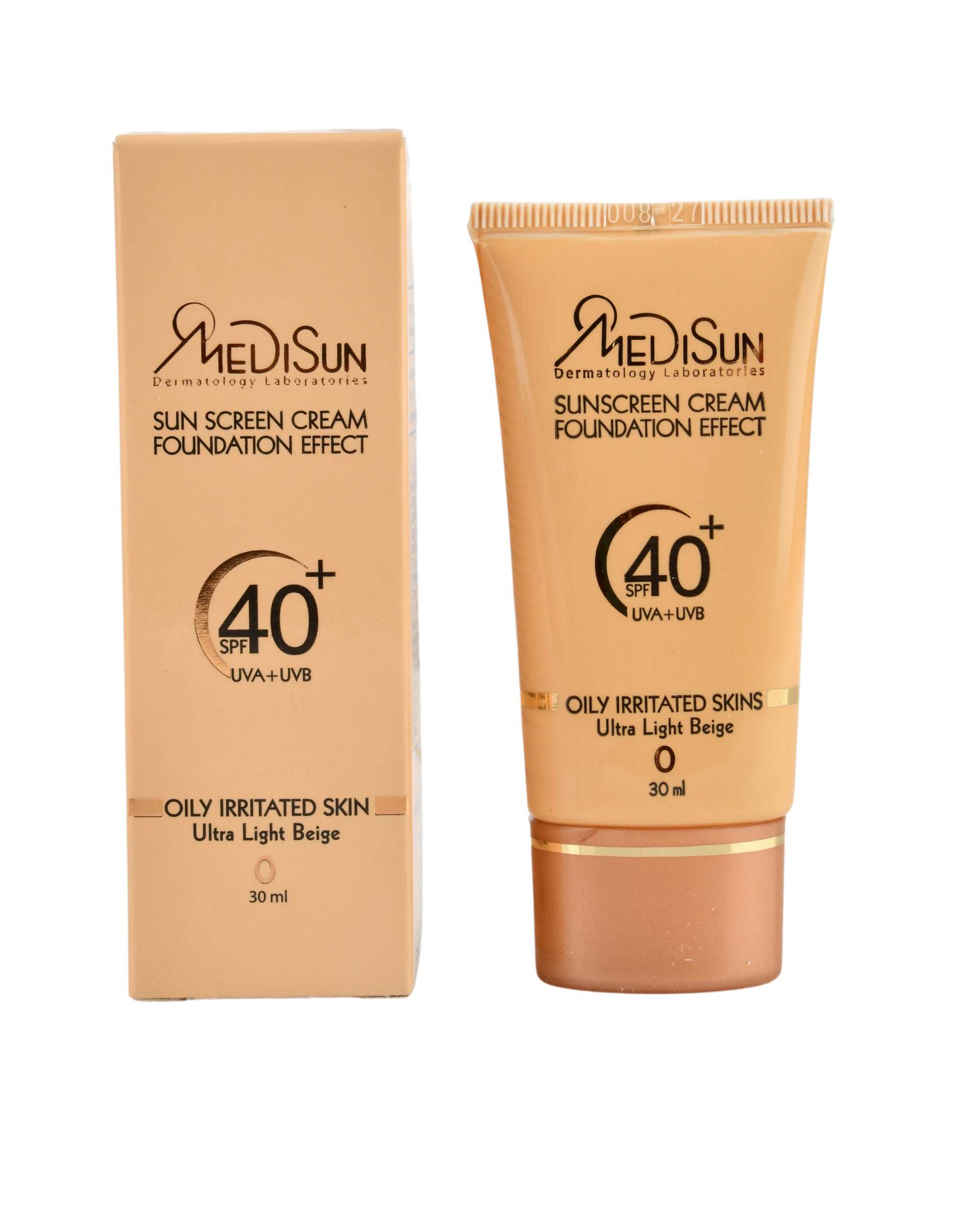 کرم ضد آفتاب رنگی کرم پودری SPF40 مدیسان Medisun مناسب پوست چرب و حساس بژ خیلی روشن