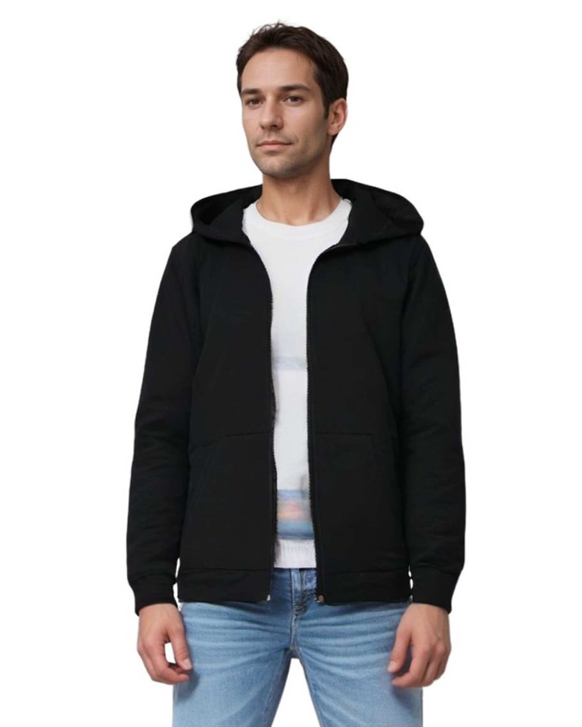 سویشرت مردانه کلاهدار مشکی هومنیتی Whomanity مدل 992XR0