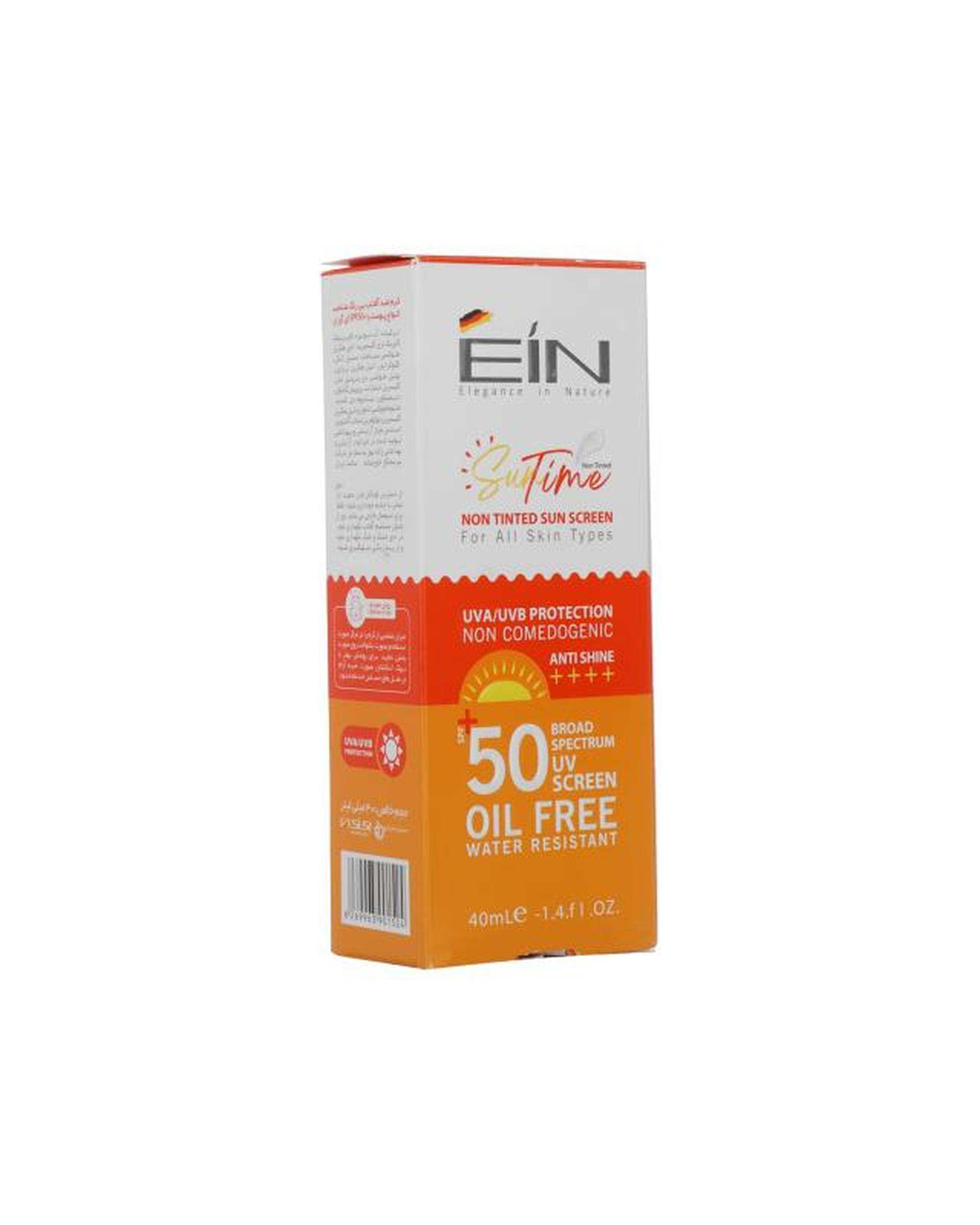 کرم ضد آفتاب بی رنگ SPF50 ای آی ان EIN حجم 40ml