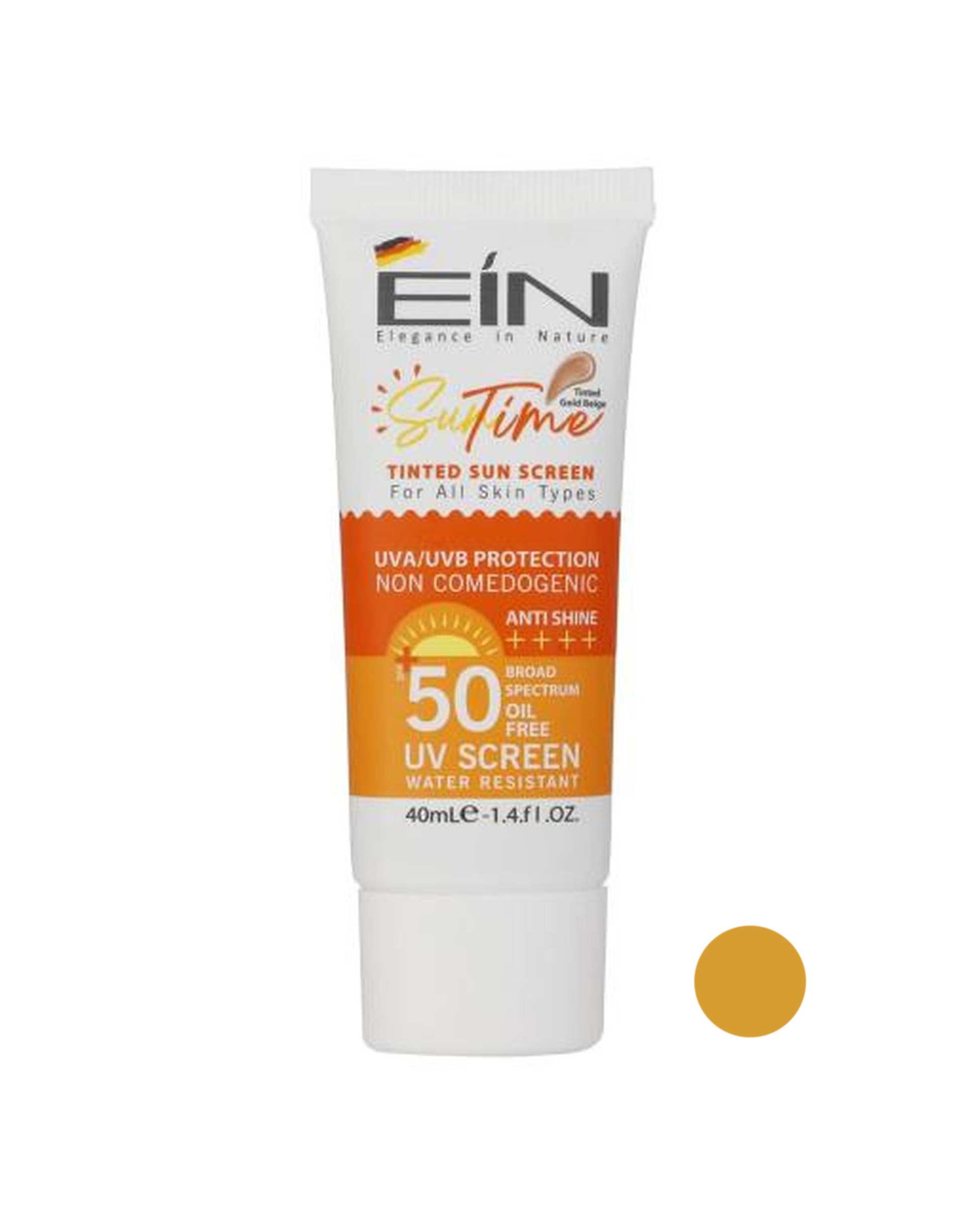 کرم ضد آفتاب رنگی SPF50 ای آی ان EIN بژ طلایی 40ml