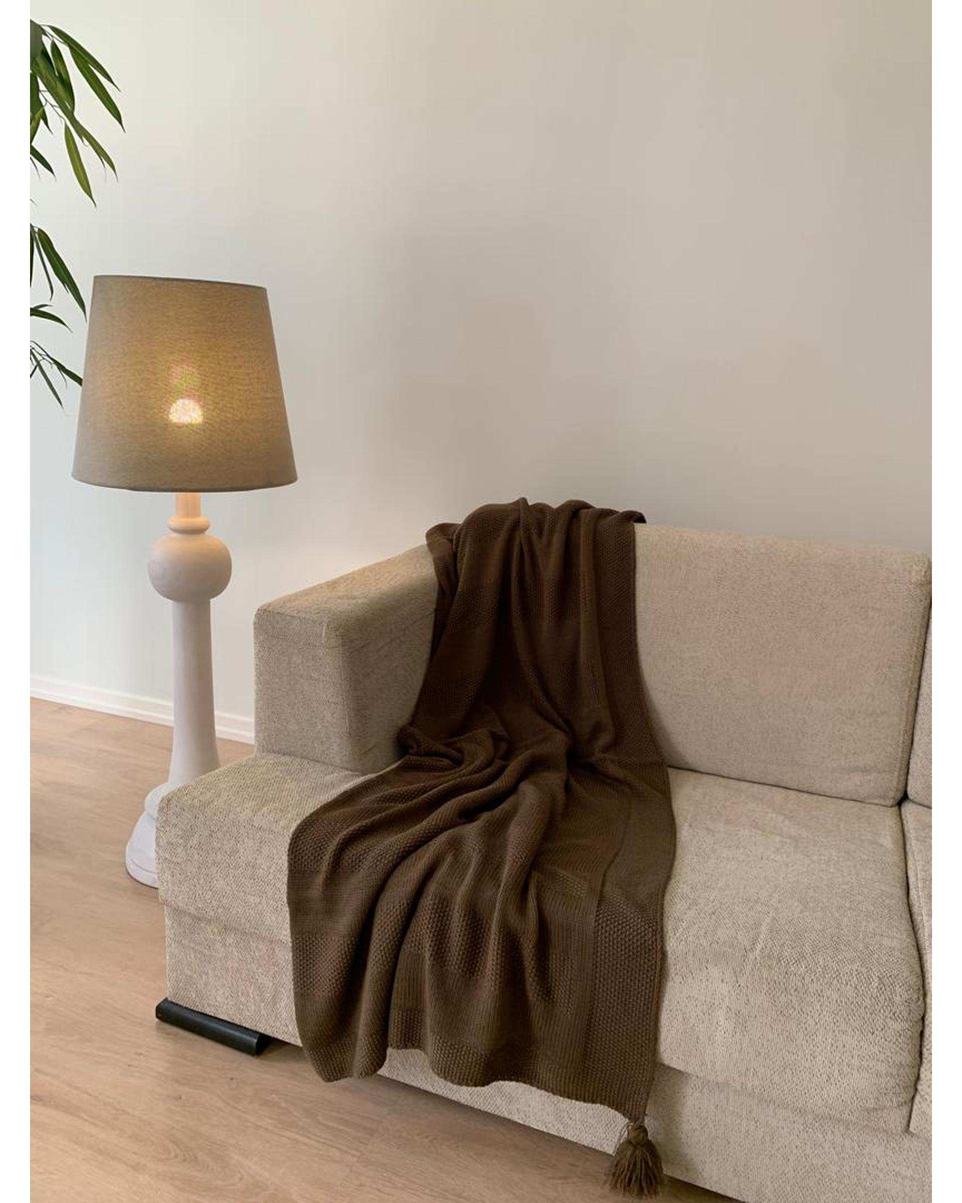 شال مبل راه راه قهوه ای کرک Kork سایز 140×180 سانتی متر