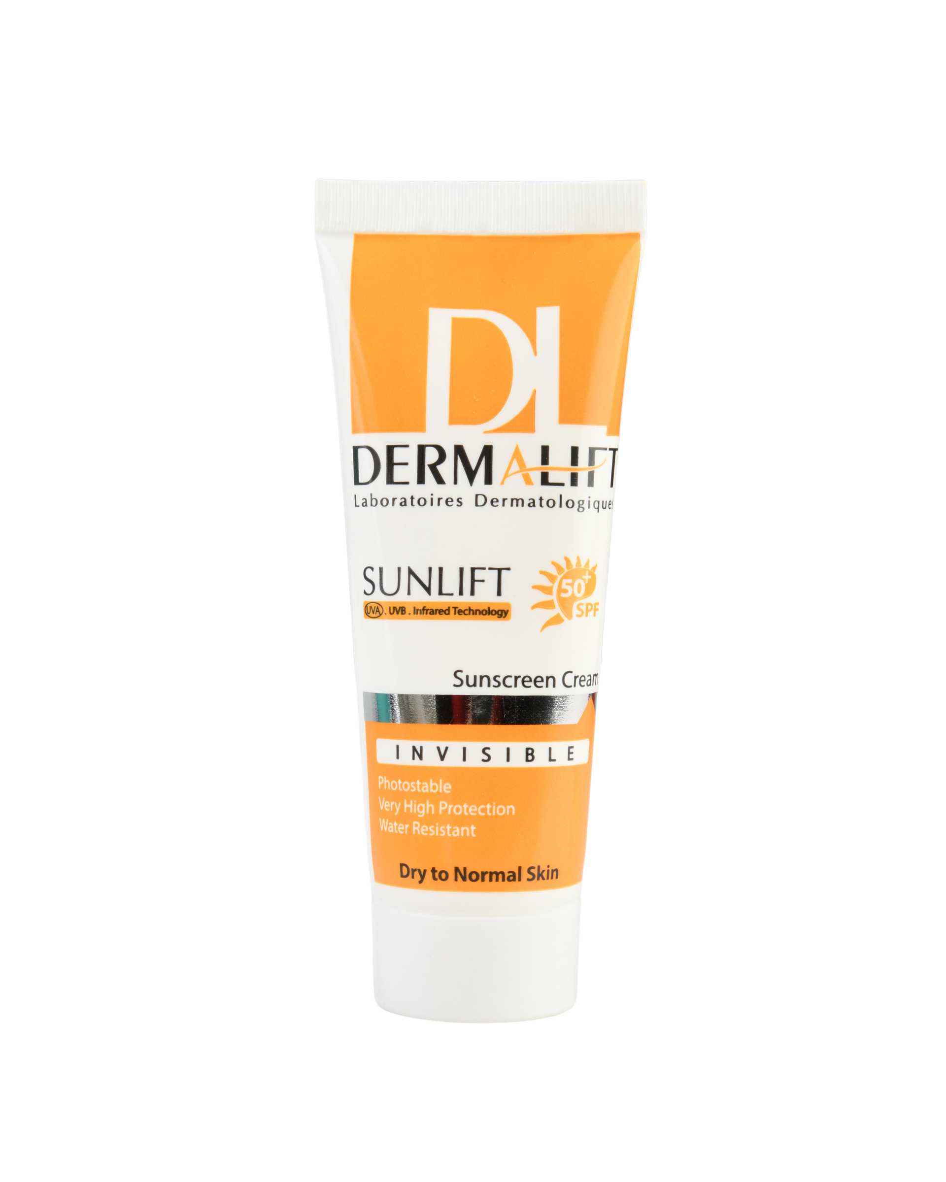 کرم ضد آفتاب بی رنگ SPF50 درمالیفت Dermalift مناسب پوست خشک 40ml