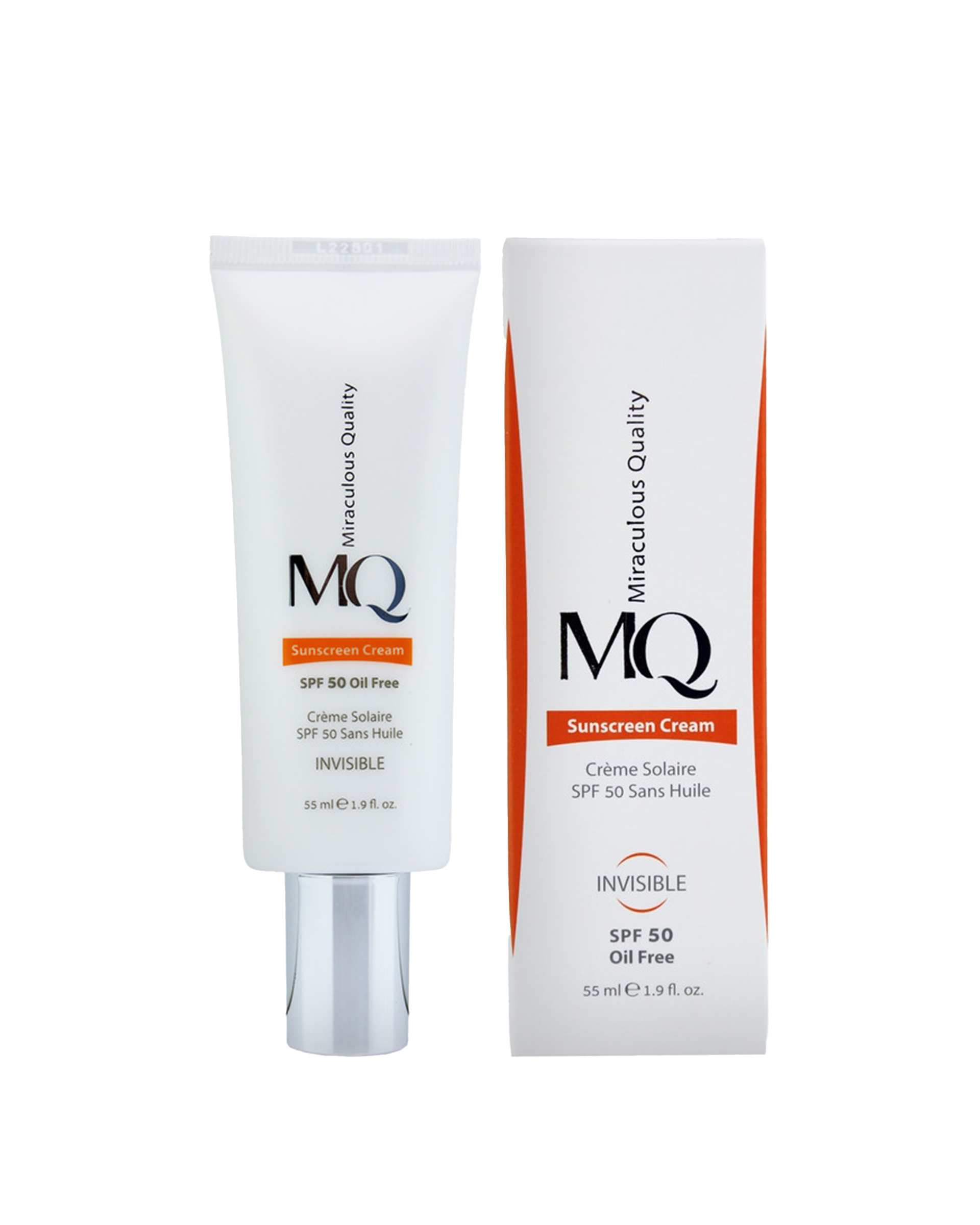 کرم ضد آفتاب بی رنگ SPF50 ام کیو MQ مناسب پوست چرب و مستعد جوش و آکنه حجم 55ml