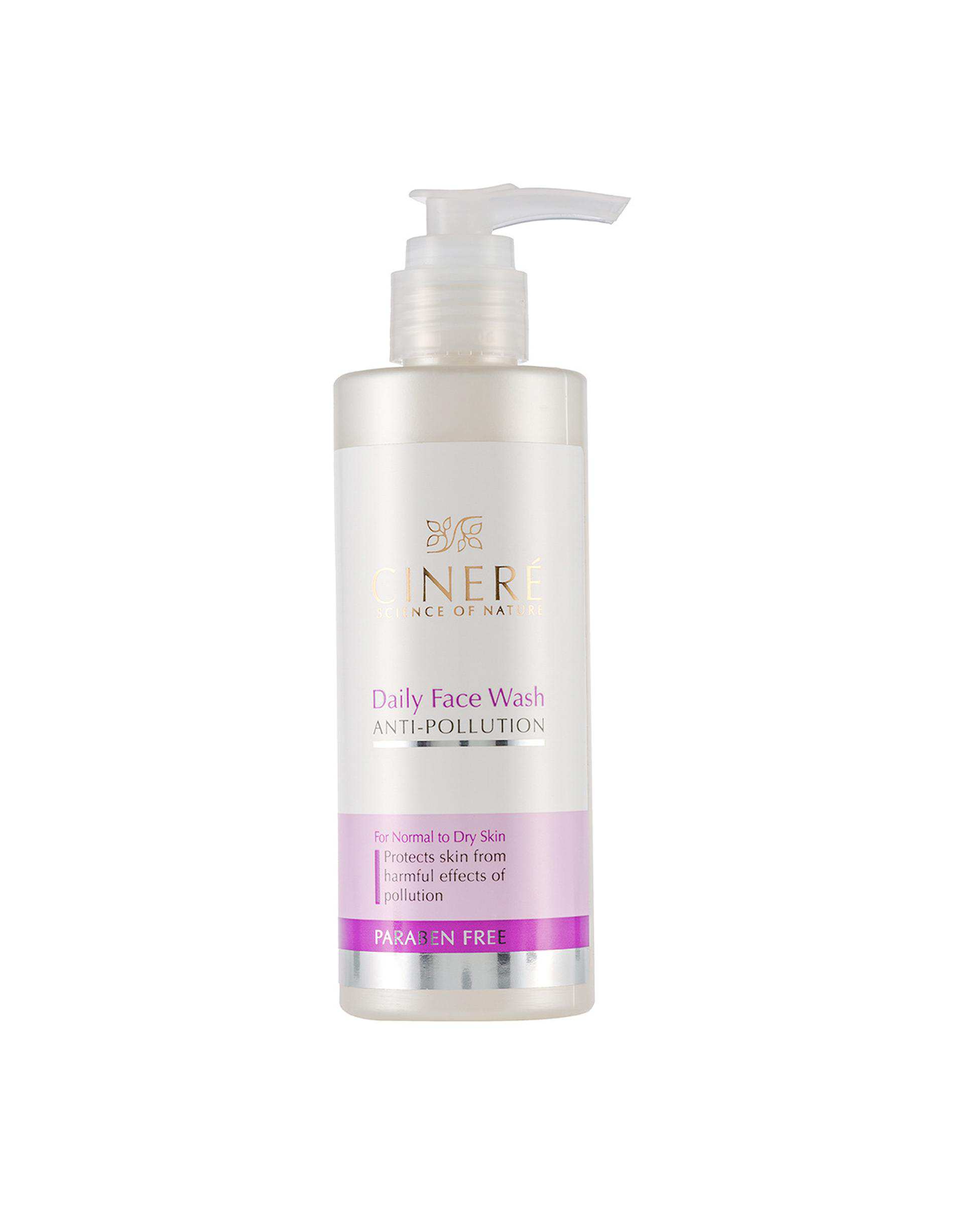 ژل شستشوی مرطوب کننده صورت ضد آلودگی هوا سینره Cinere مناسب پوست خشک و معمولی 200ml