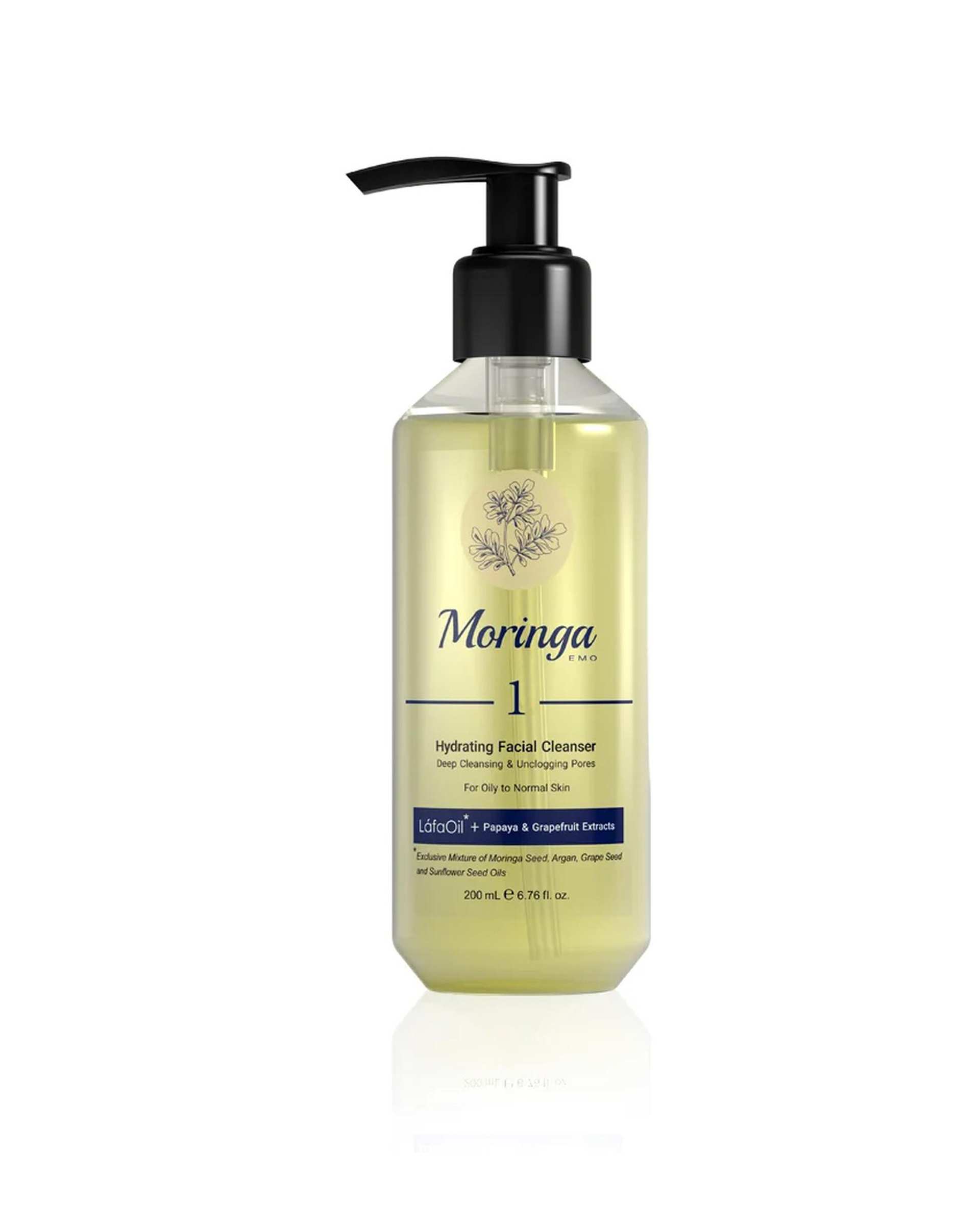 ژل شستشو و آبرسان صورت مورینگا امو Moringa Emo شماره 1 حجم 400ml