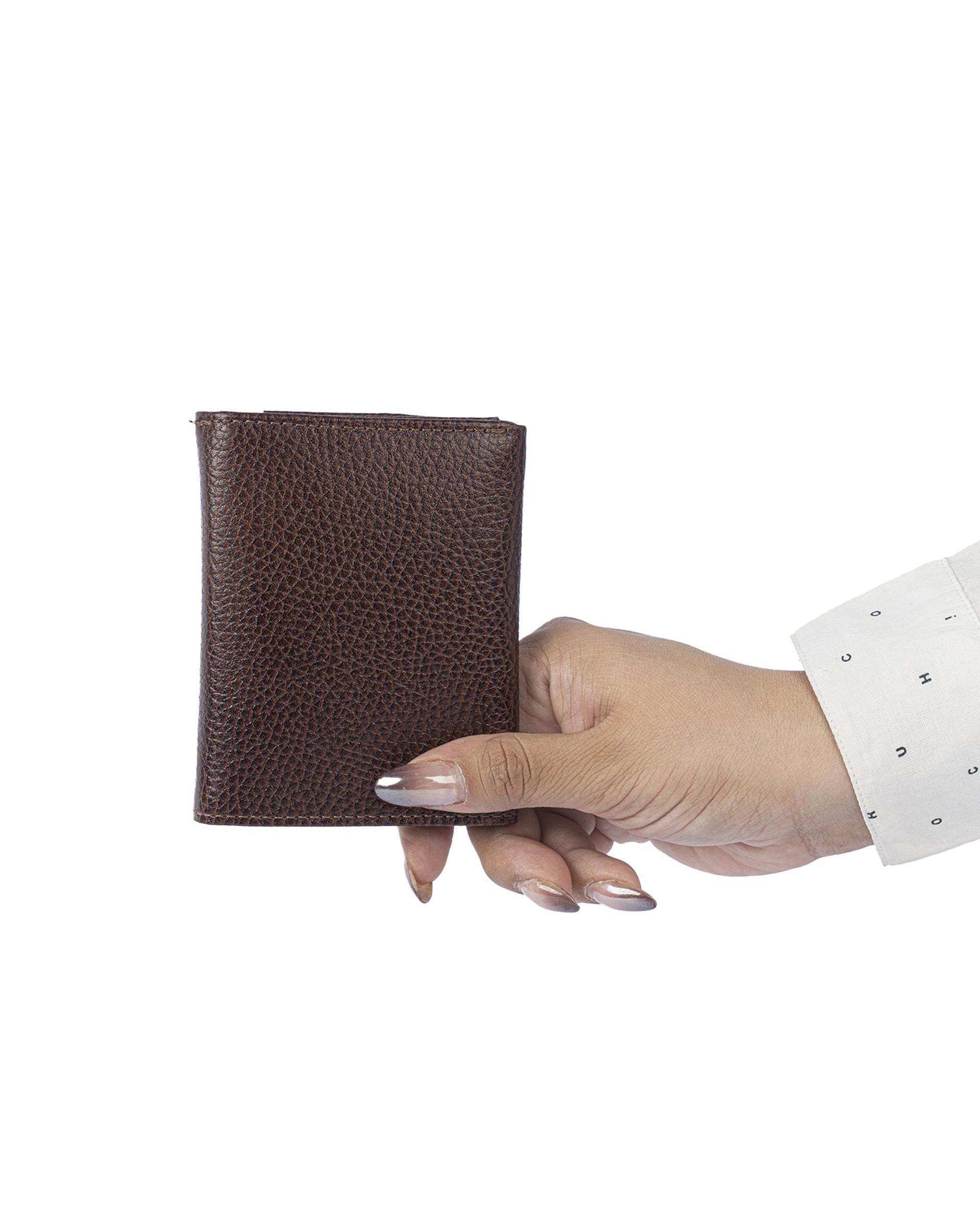 کیف پول جیبی چرم فلوتر قهوه ای بیسراک Bisrak مدل NL-J3Lat