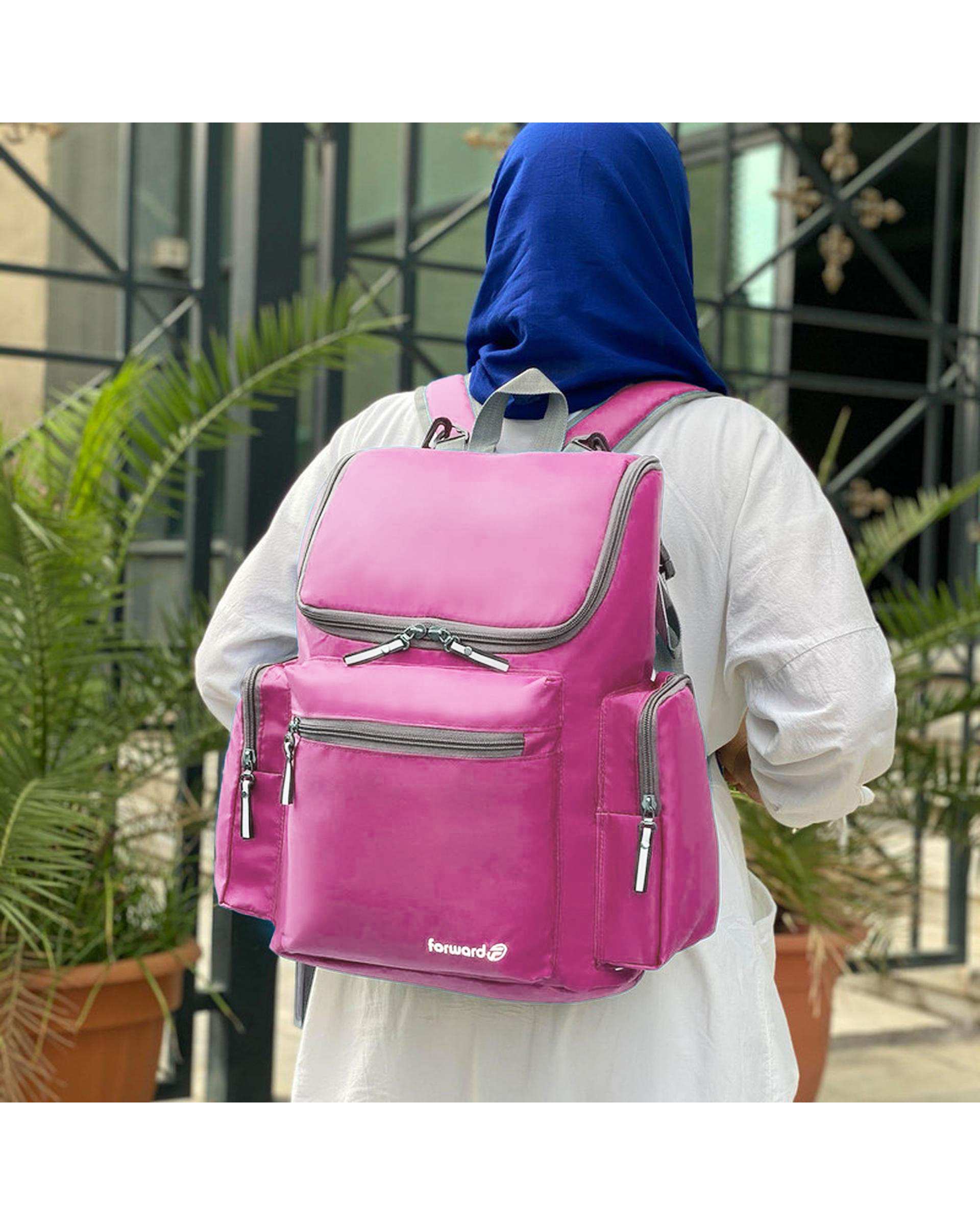 کوله پشتی سیسمونی صورتی فوروارد Forward مدل FCLT3333 به همراه کیف عایق و زیرانداز