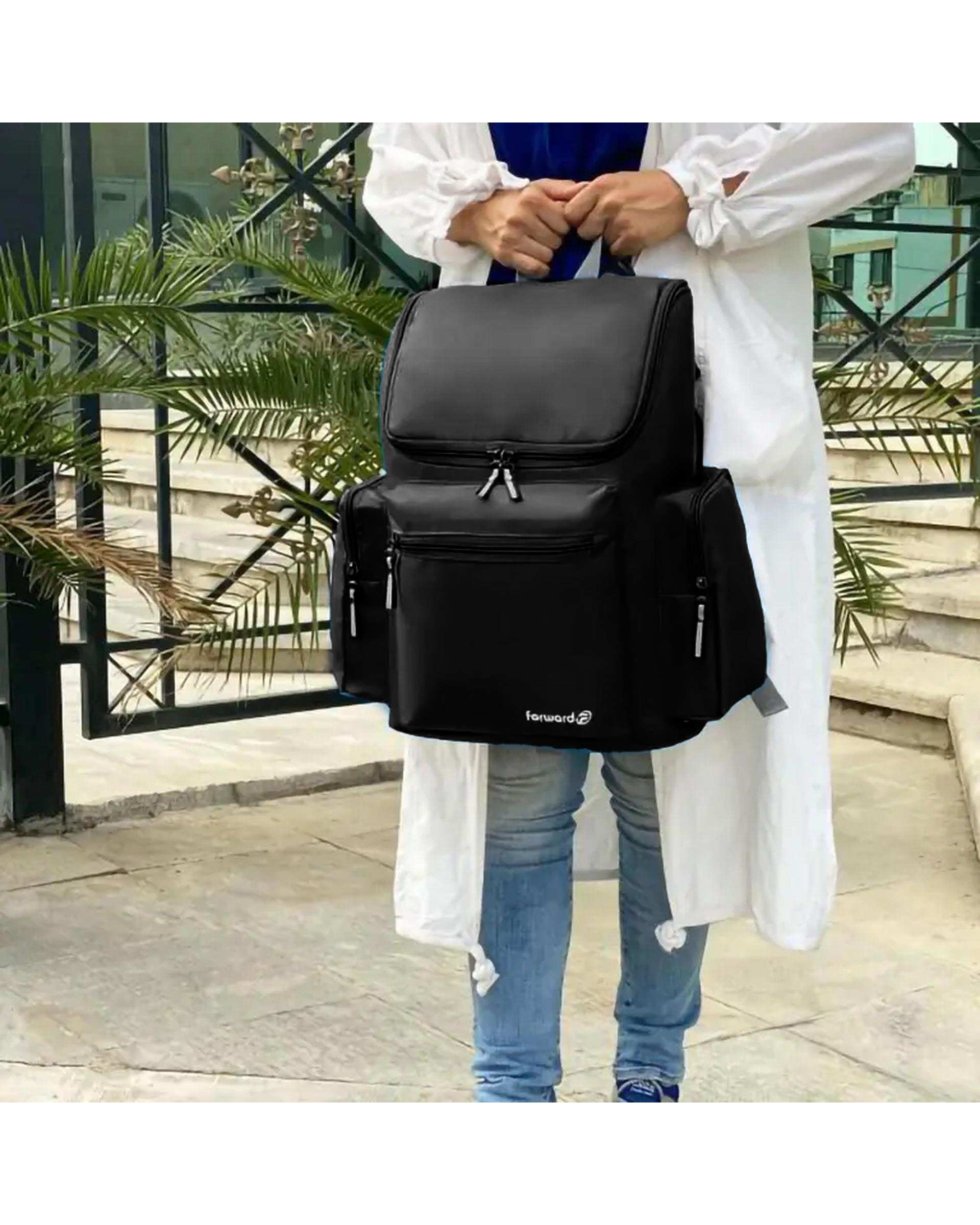 کوله پشتی سیسمونی مشکی فوروارد Forward مدل FCLT3333 به همراه کیف عایق و زیرانداز