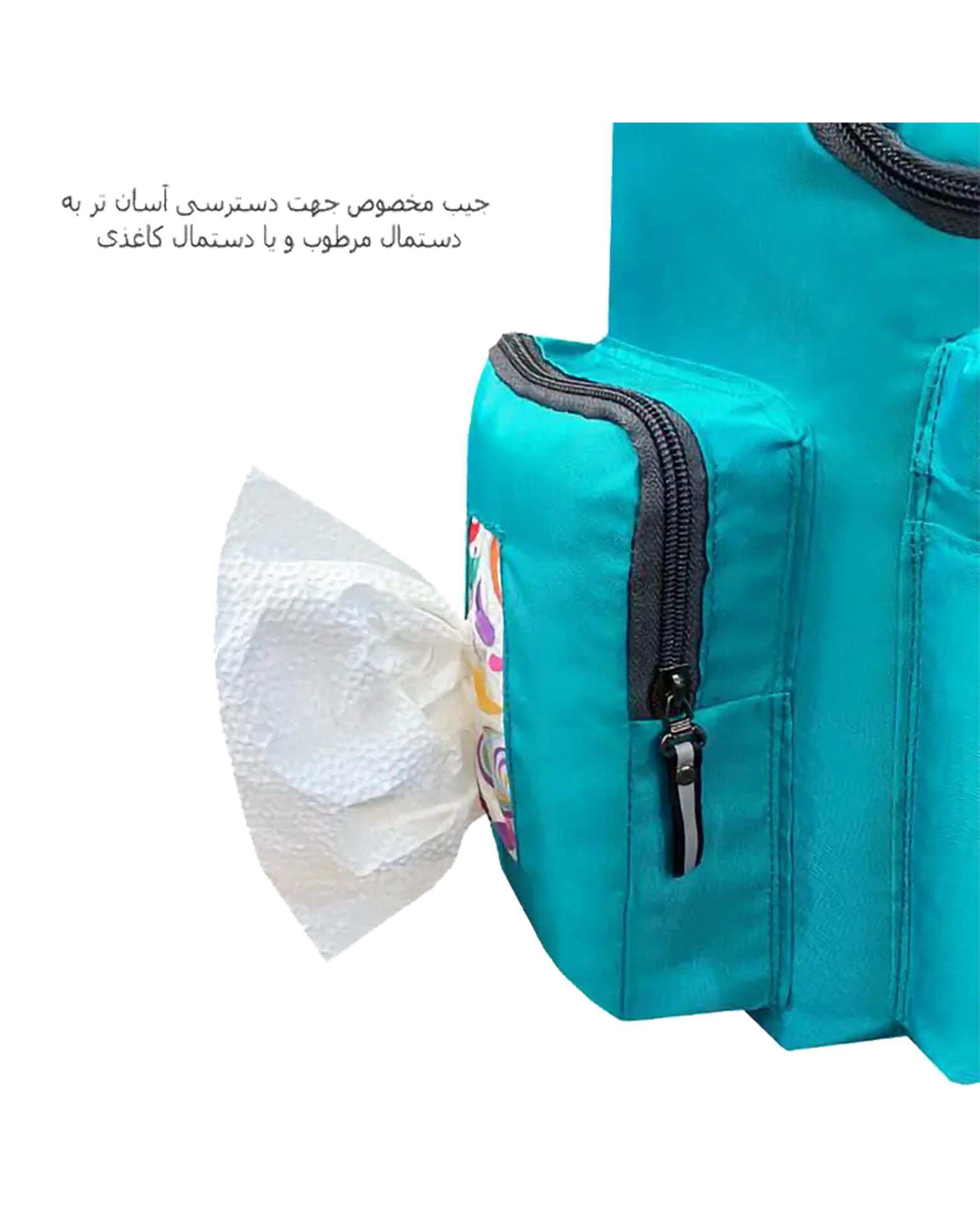 کوله پشتی سیسمونی سبز آبی فوروارد Forward مدل FCLT3333 به همراه کیف عایق و زیرانداز