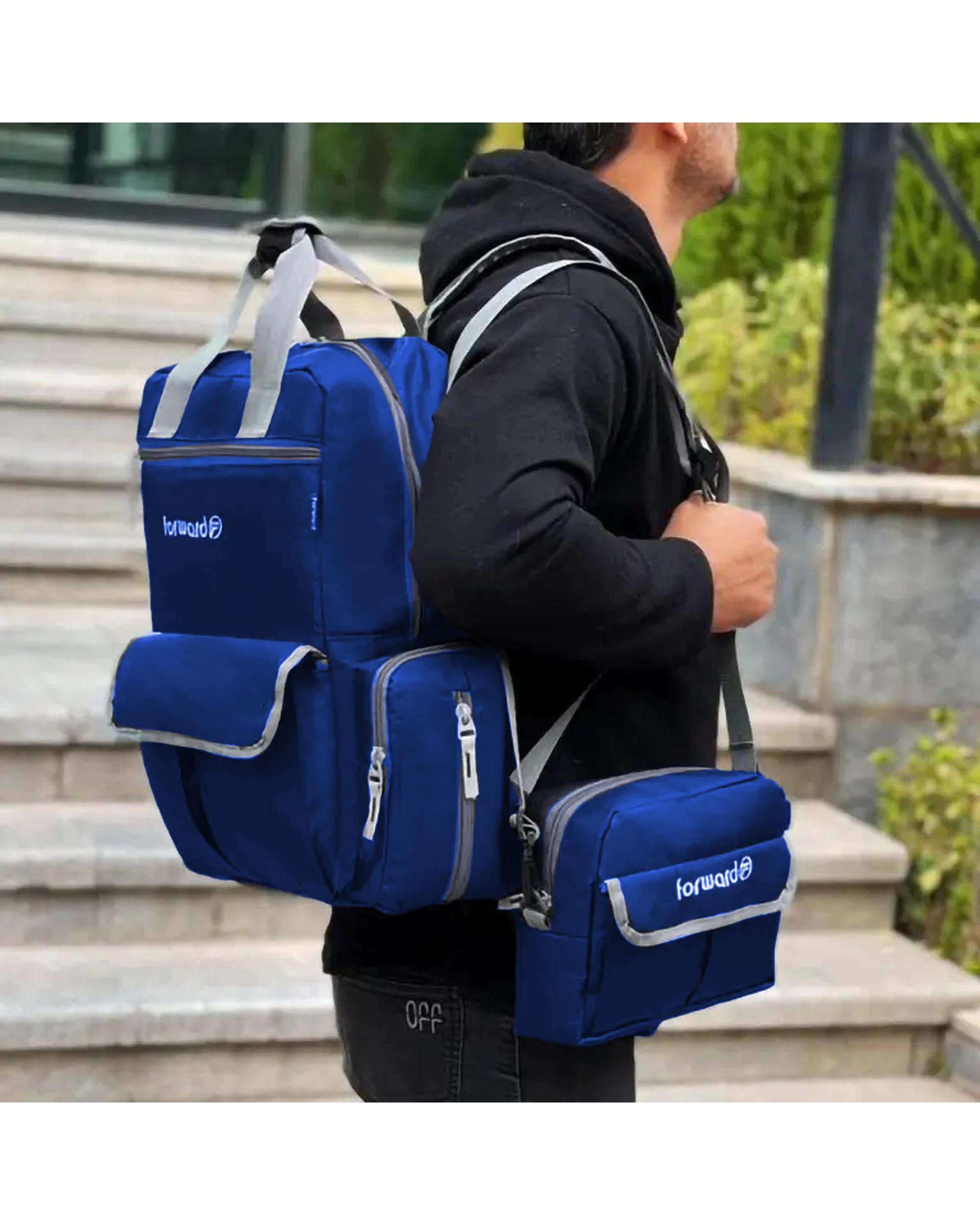 کوله پشتی سیسمونی آبی فوروارد Forward مدل FCLT3345 به همراه کیف دوشی