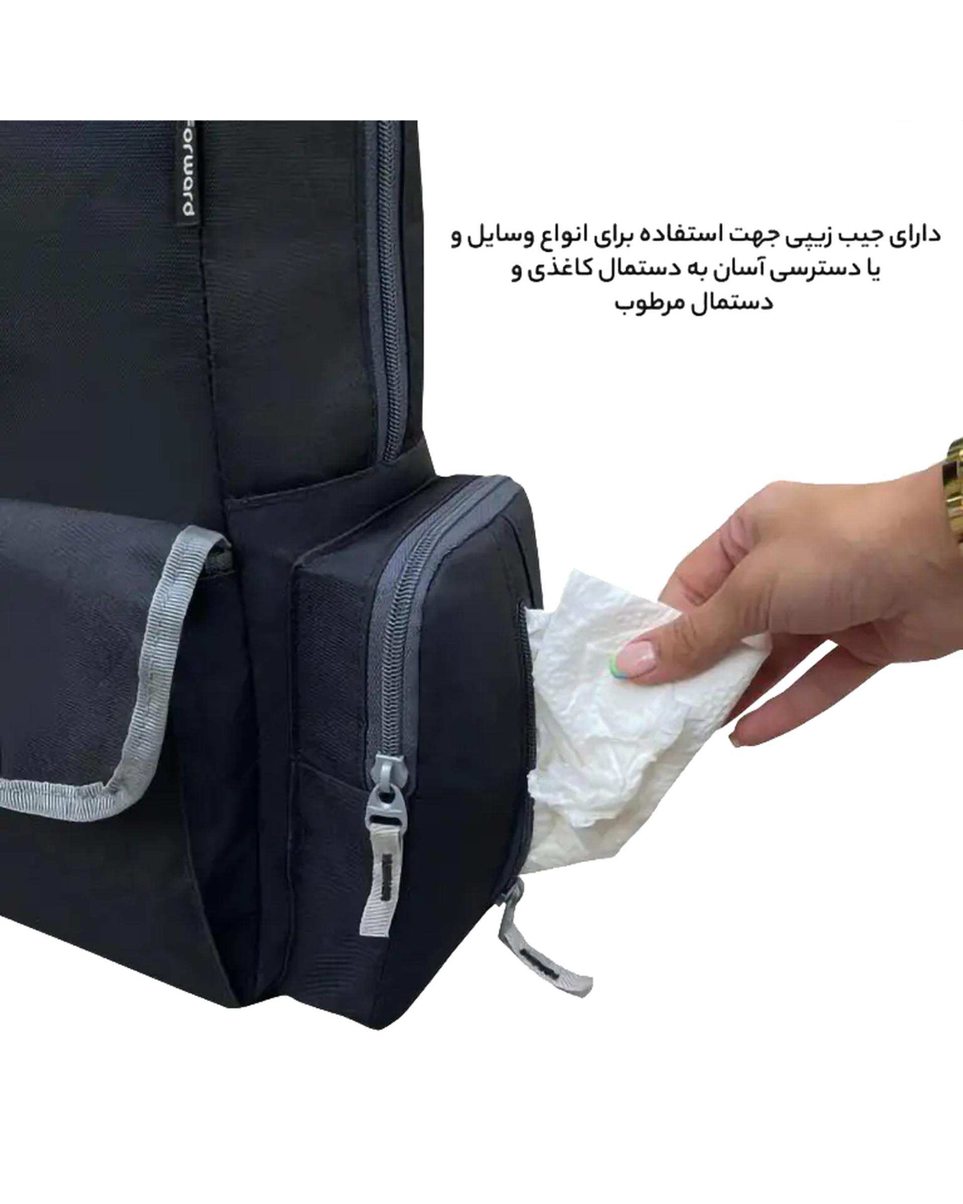 کوله پشتی سیسمونی مشکی فوروارد Forward مدل FCLT3345 به همراه کیف دوشی