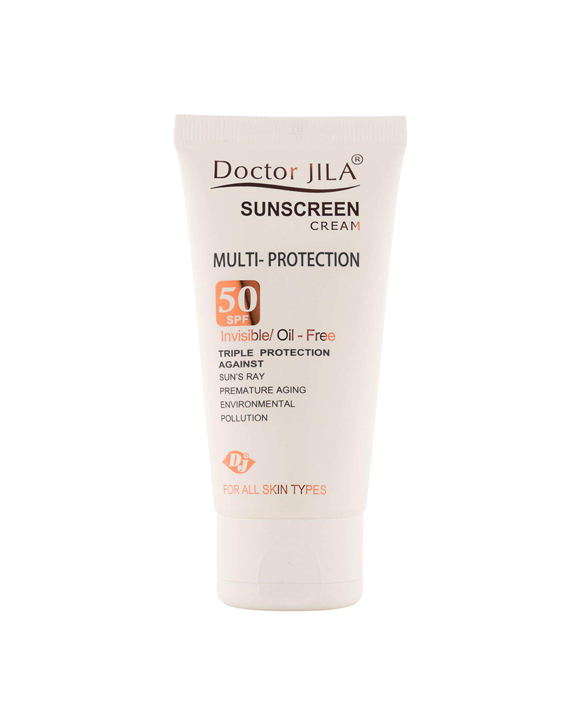 کرم ضد آفتاب SPF50 مولتی پروتکشن بی رنگ دکتر ژیلا Doctor Jila