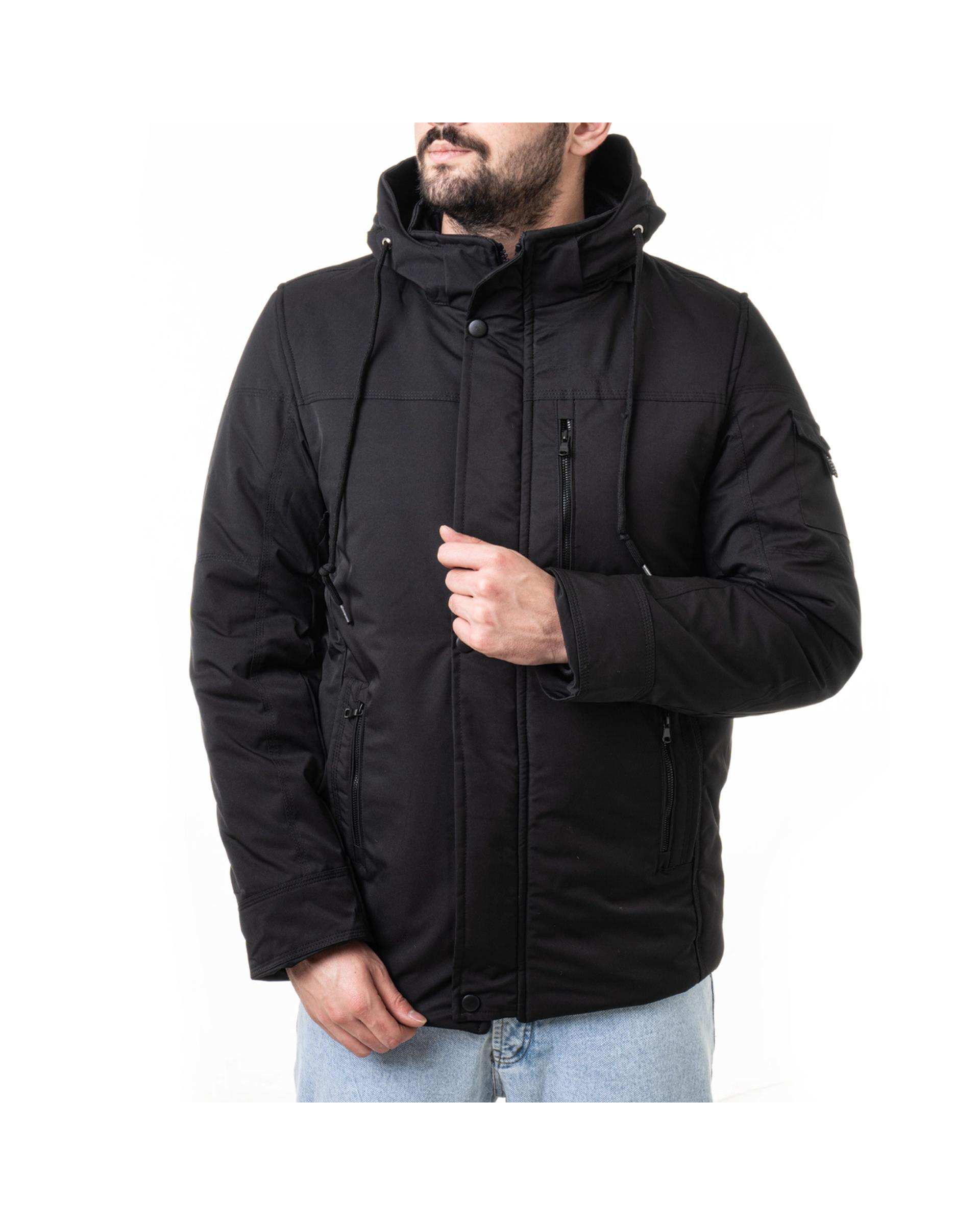 کاپشن مردانه مشکی والیانت استایل Valiant Style مدل سه قلاب کد K101303