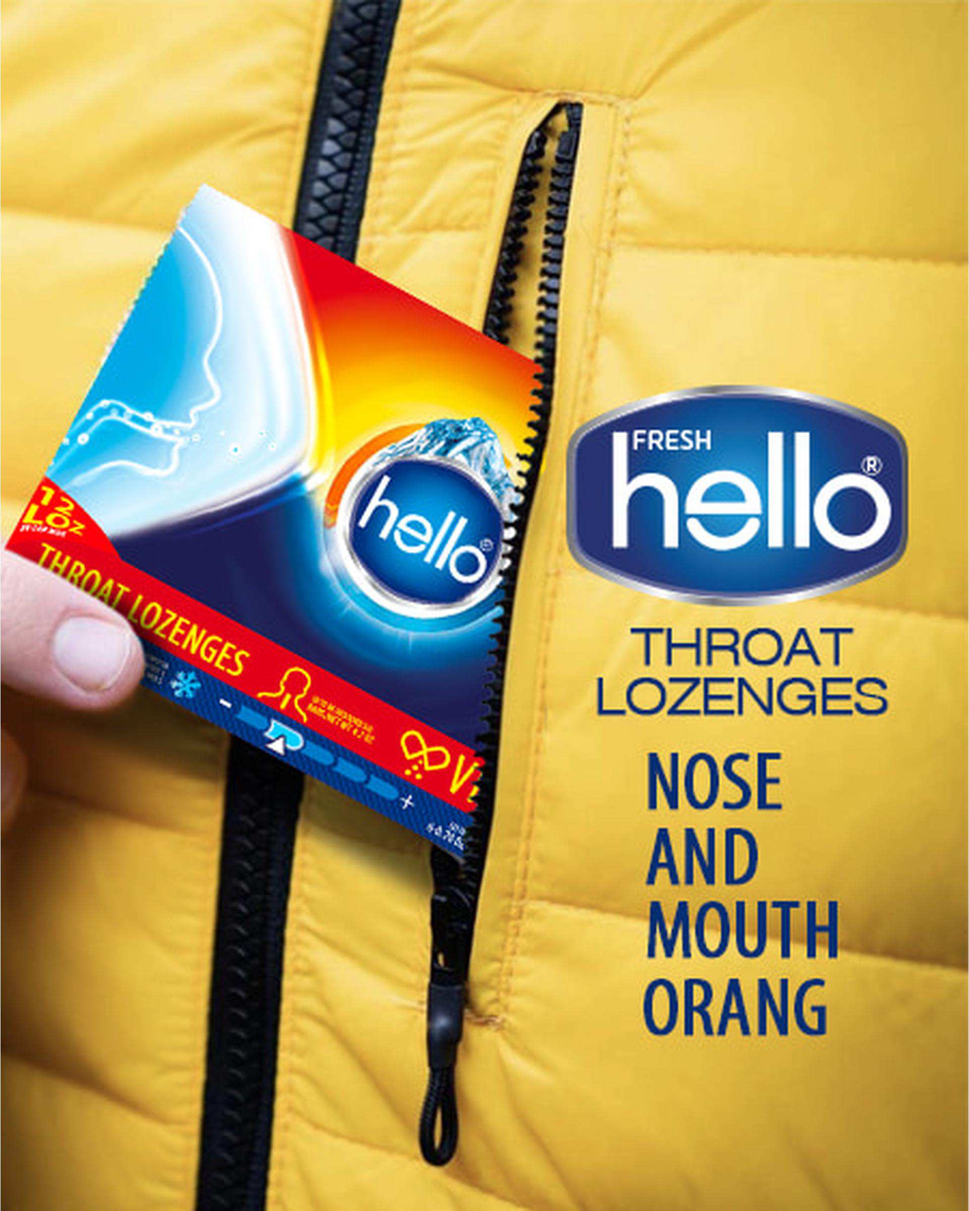 قرص آبنبات سرد هلو فرش Hello Fresh حاوی اکالیپتوس و آویشن با طعم پرتقال بسته 12 عددی