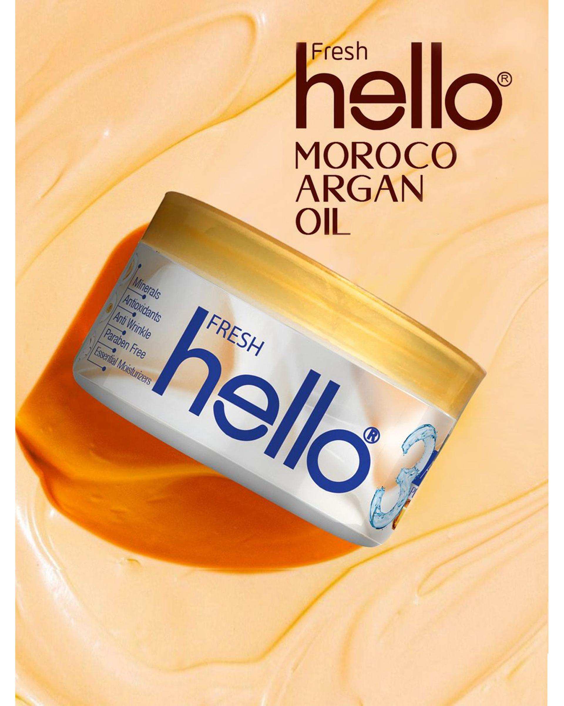 کرم کاسه ای مرطوب کننده دست و صورت هلو فرش Hello Fresh حاوی روغن آرگان 240ml