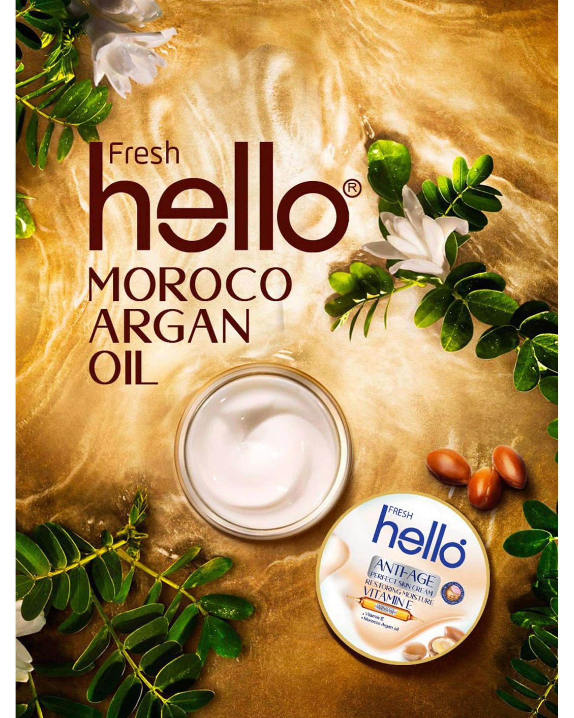 کرم کاسه ای مرطوب کننده دست و صورت هلو فرش Hello Fresh حاوی روغن آرگان 240ml