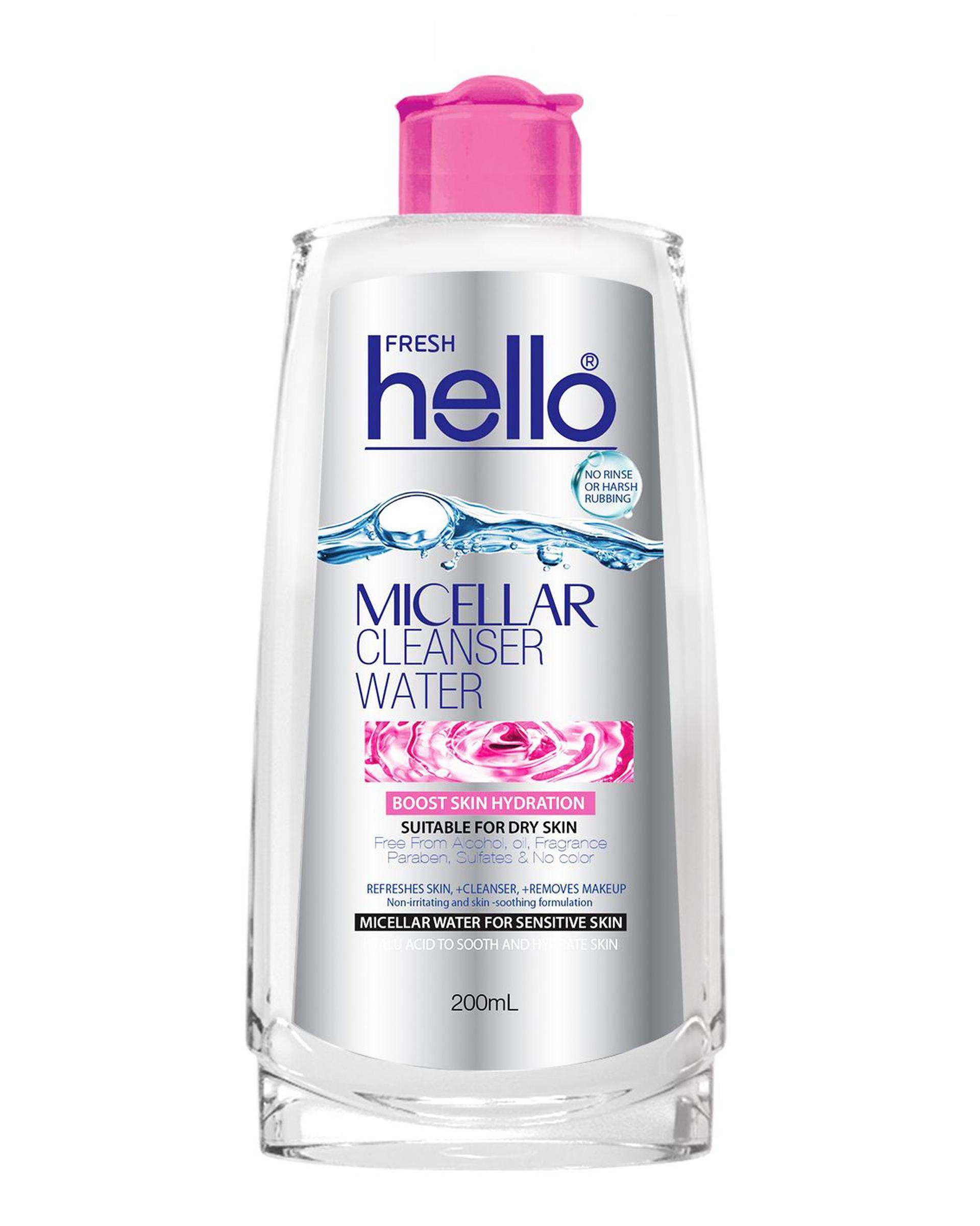 میسلار واتر صورتی هلو فرش Hello Fresh مناسب پوست خشک و حساس 200ml