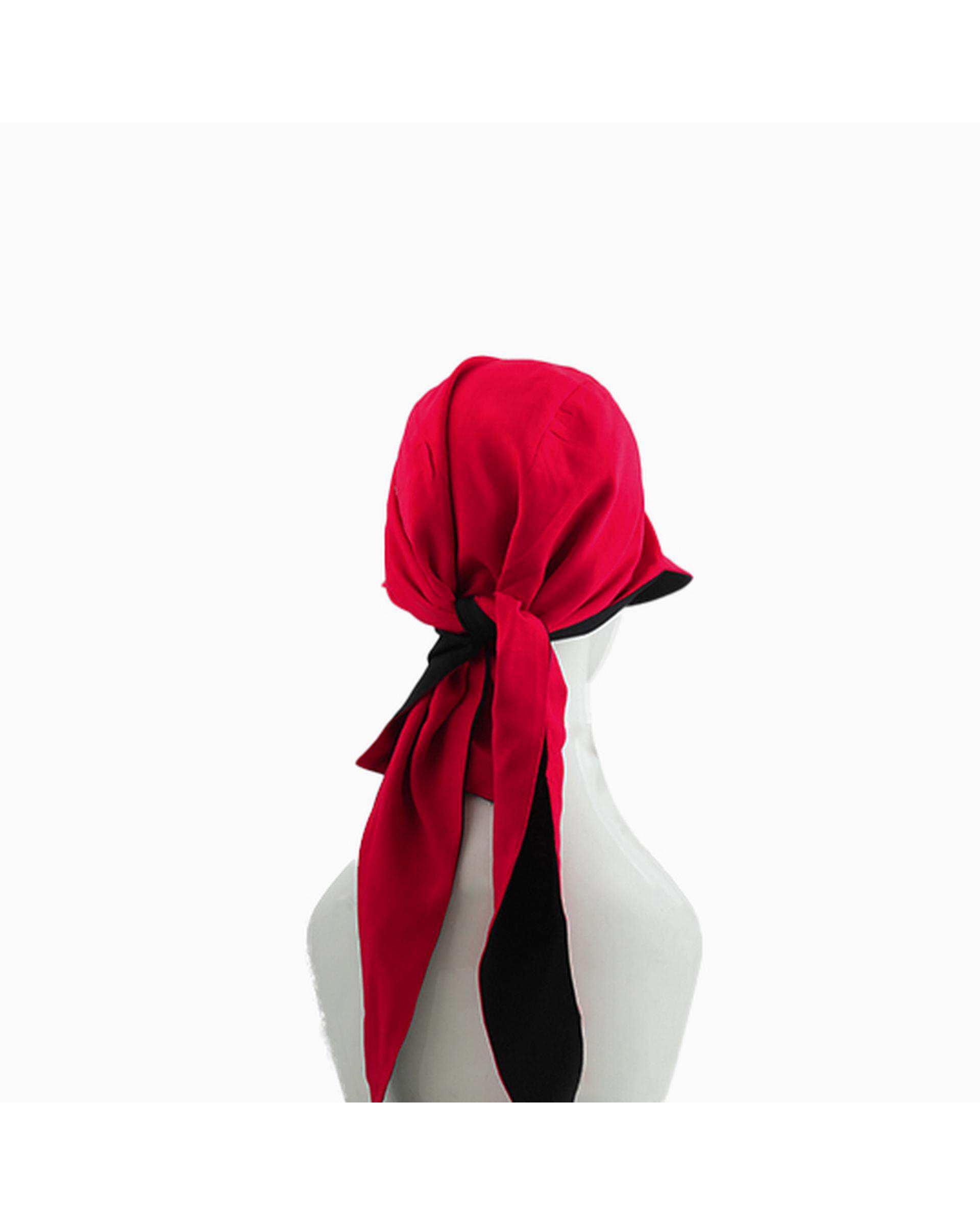 کلاه زنانه گره ای دورو مشکی قرمز تارتن Tartan کد 1109927162