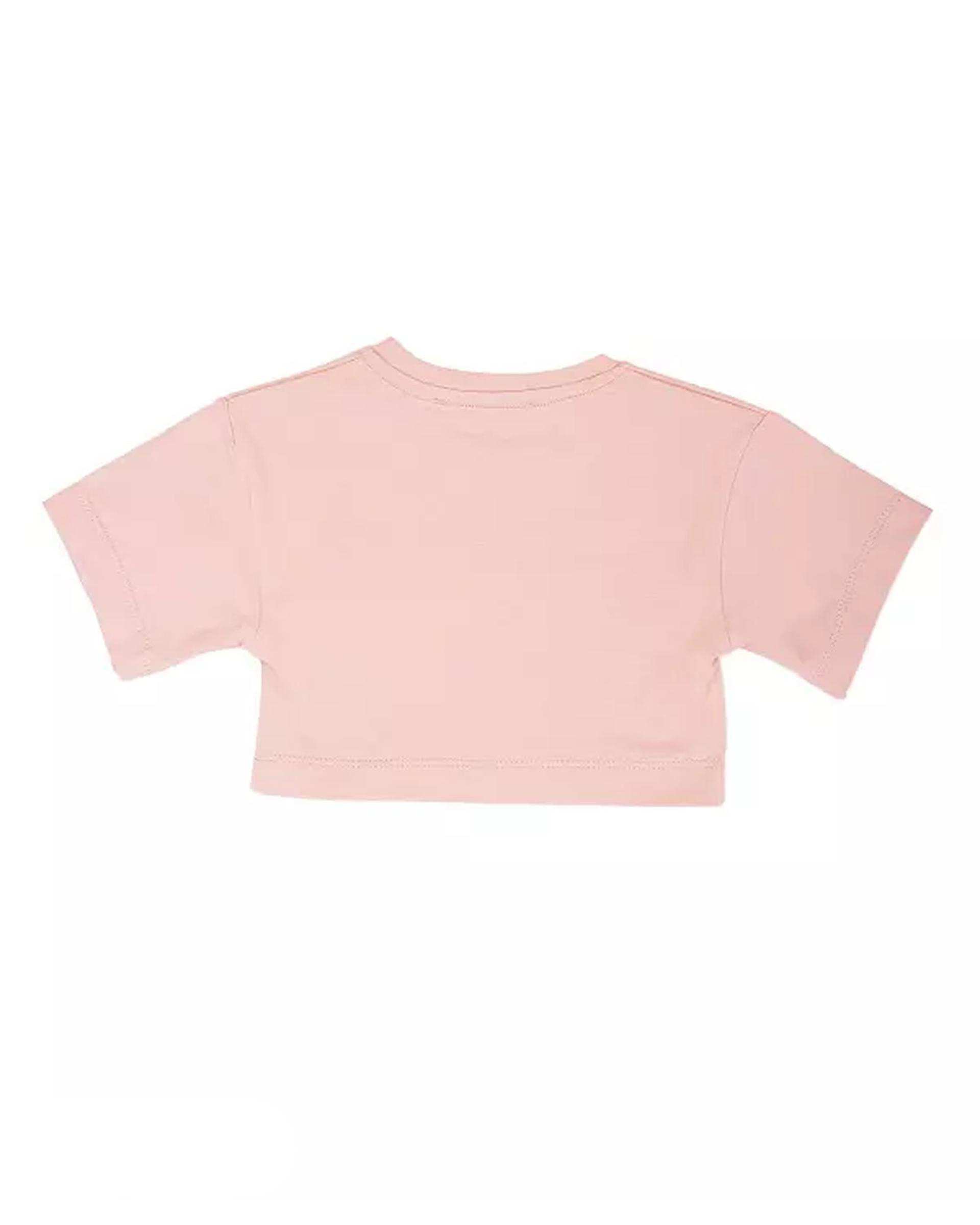 تی شرت دخترانه کراپ صورتی مرینو Merino کد 1683