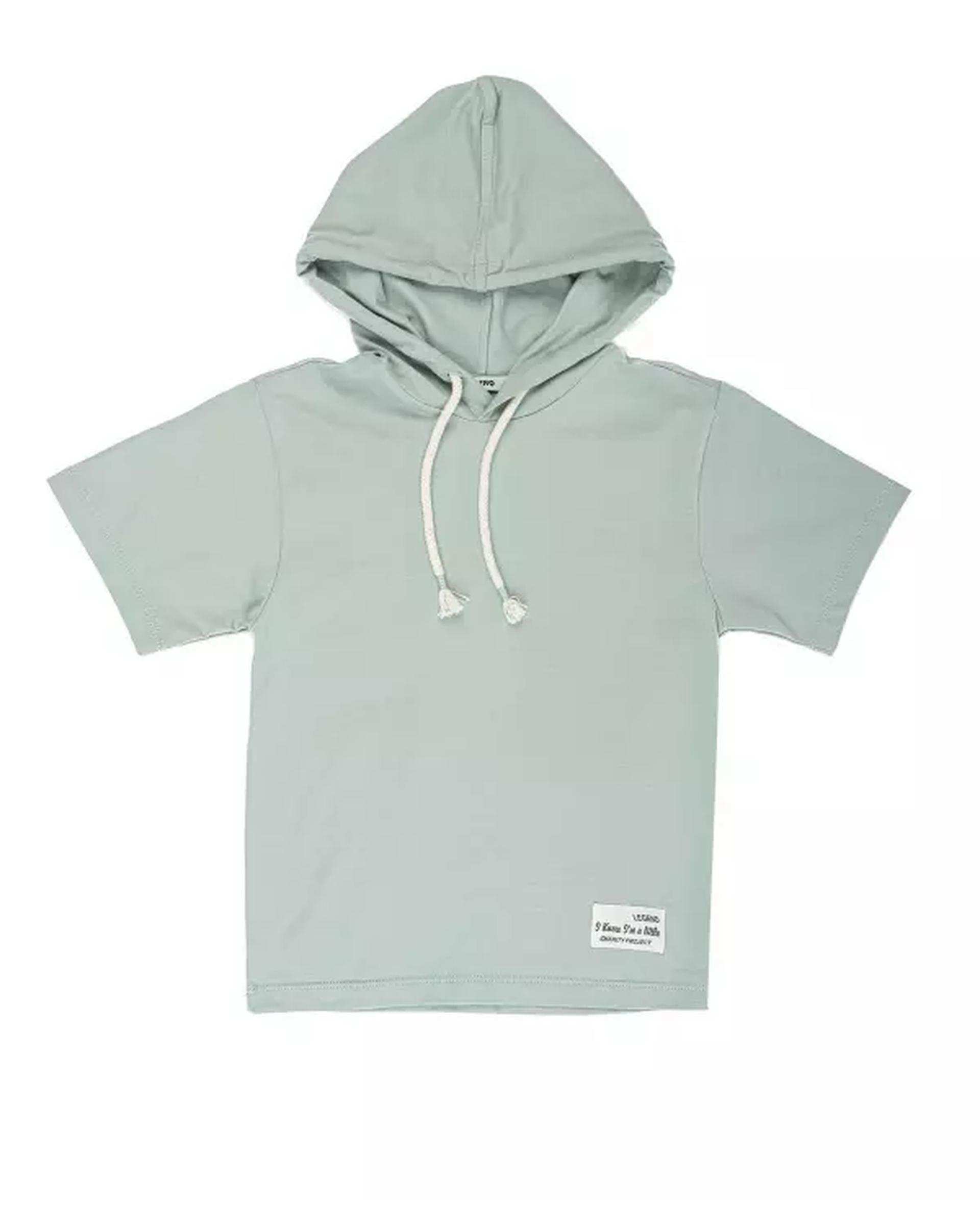 تی شرت دخترانه کلاهدار سبز آبی مرینو Merino کد 1688
