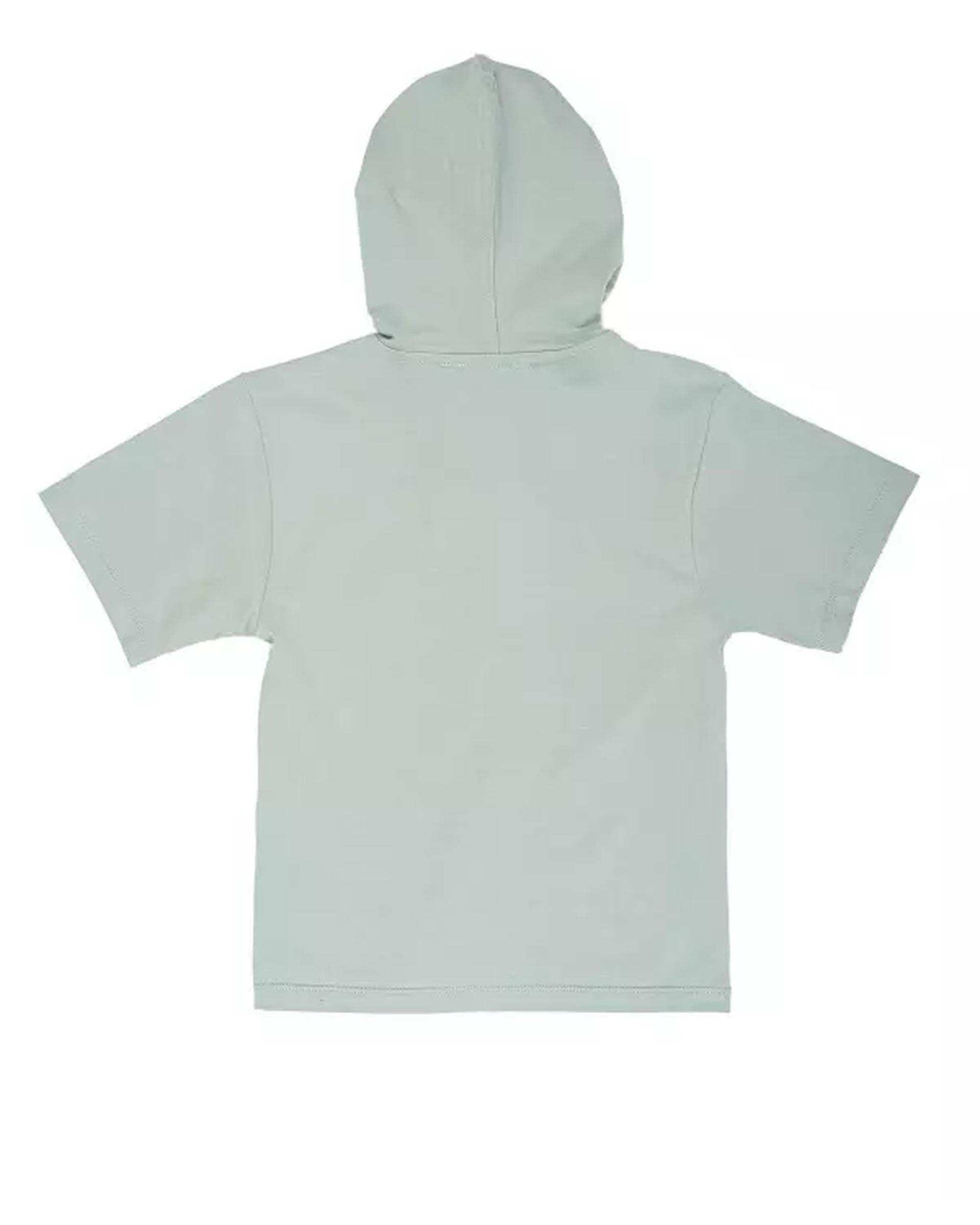 تی شرت دخترانه کلاهدار سبز آبی مرینو Merino کد 1688