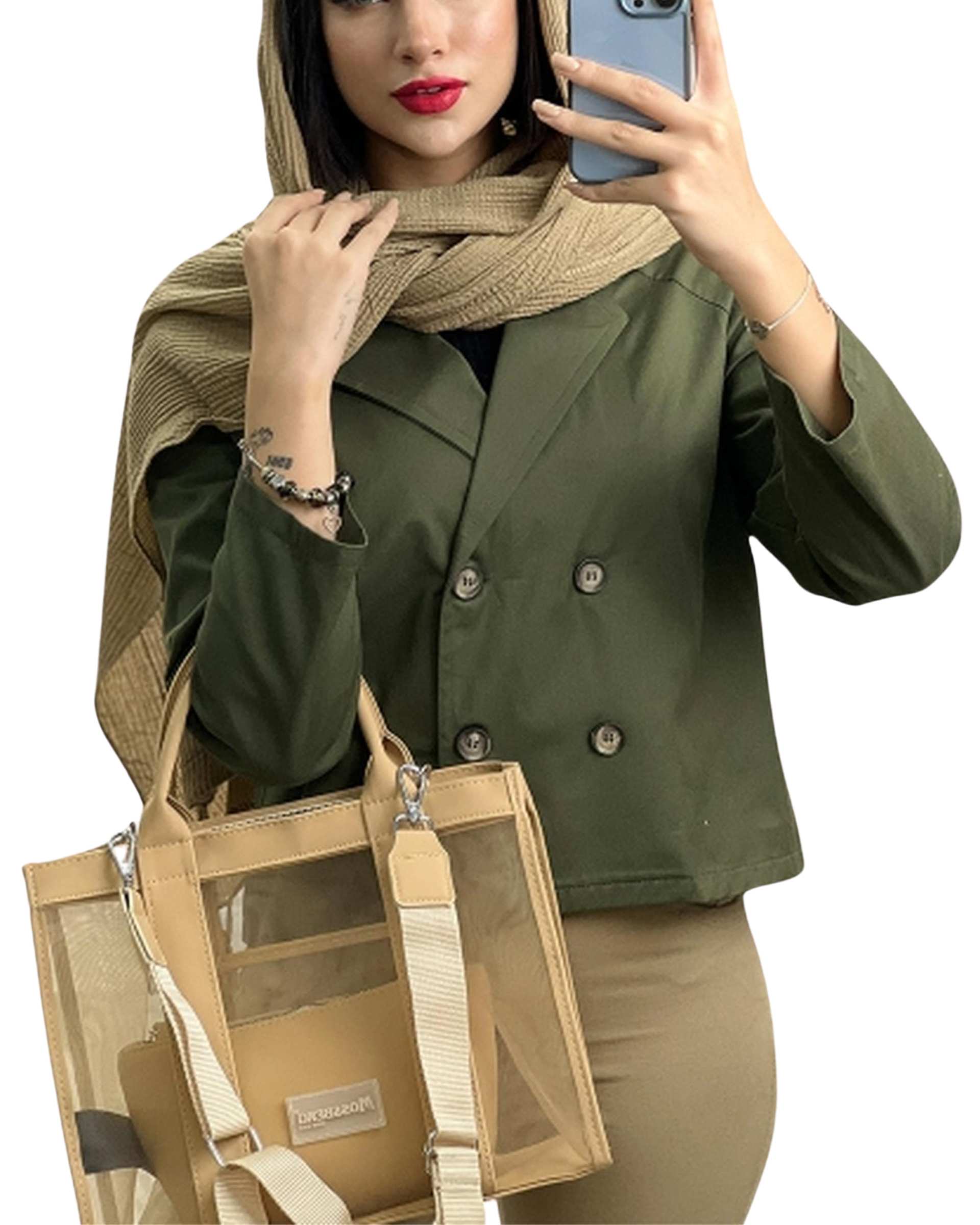 ترنچ کت زنانه سبز زیتونی کد 18030