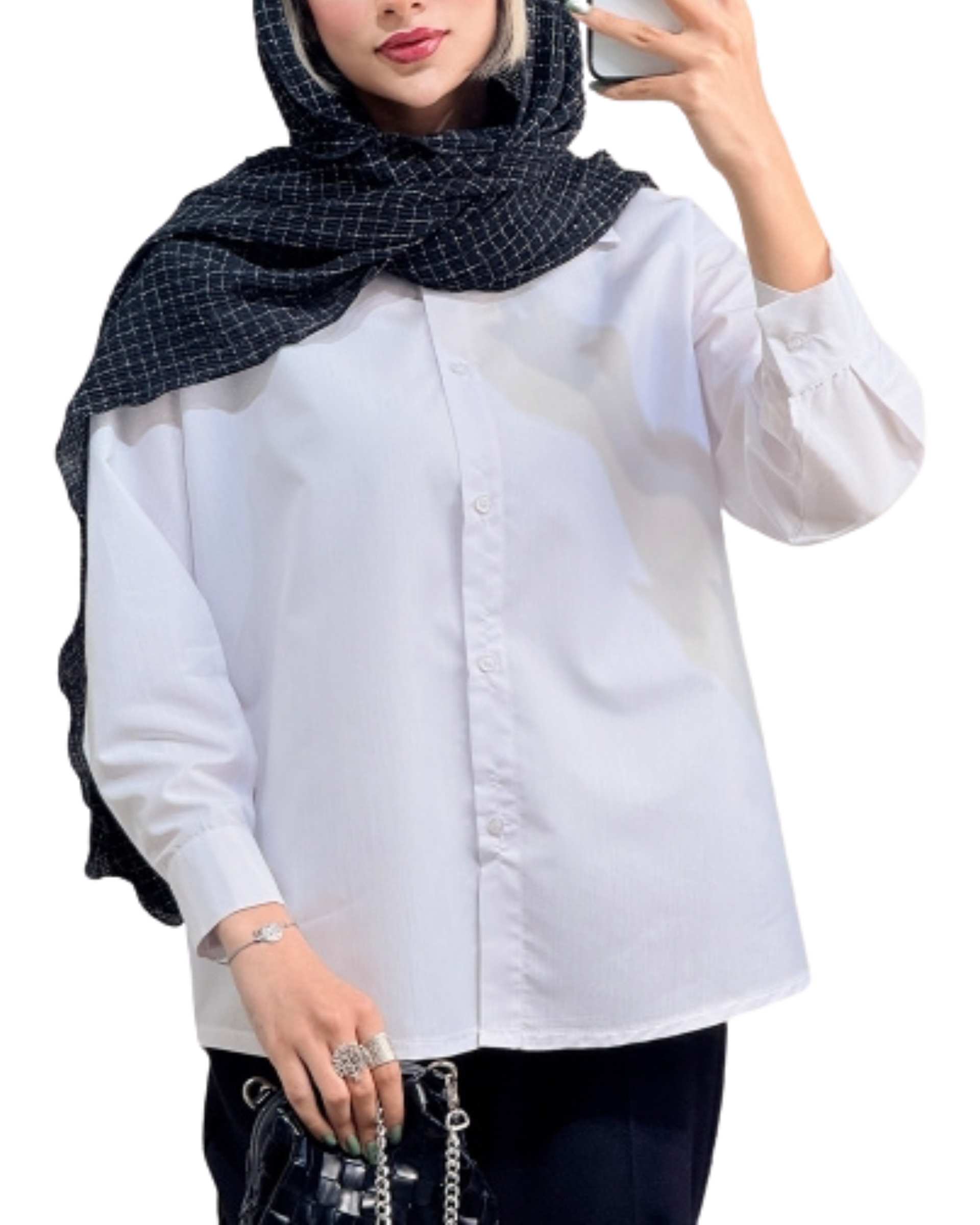 شومیز زنانه سفید کد 18739