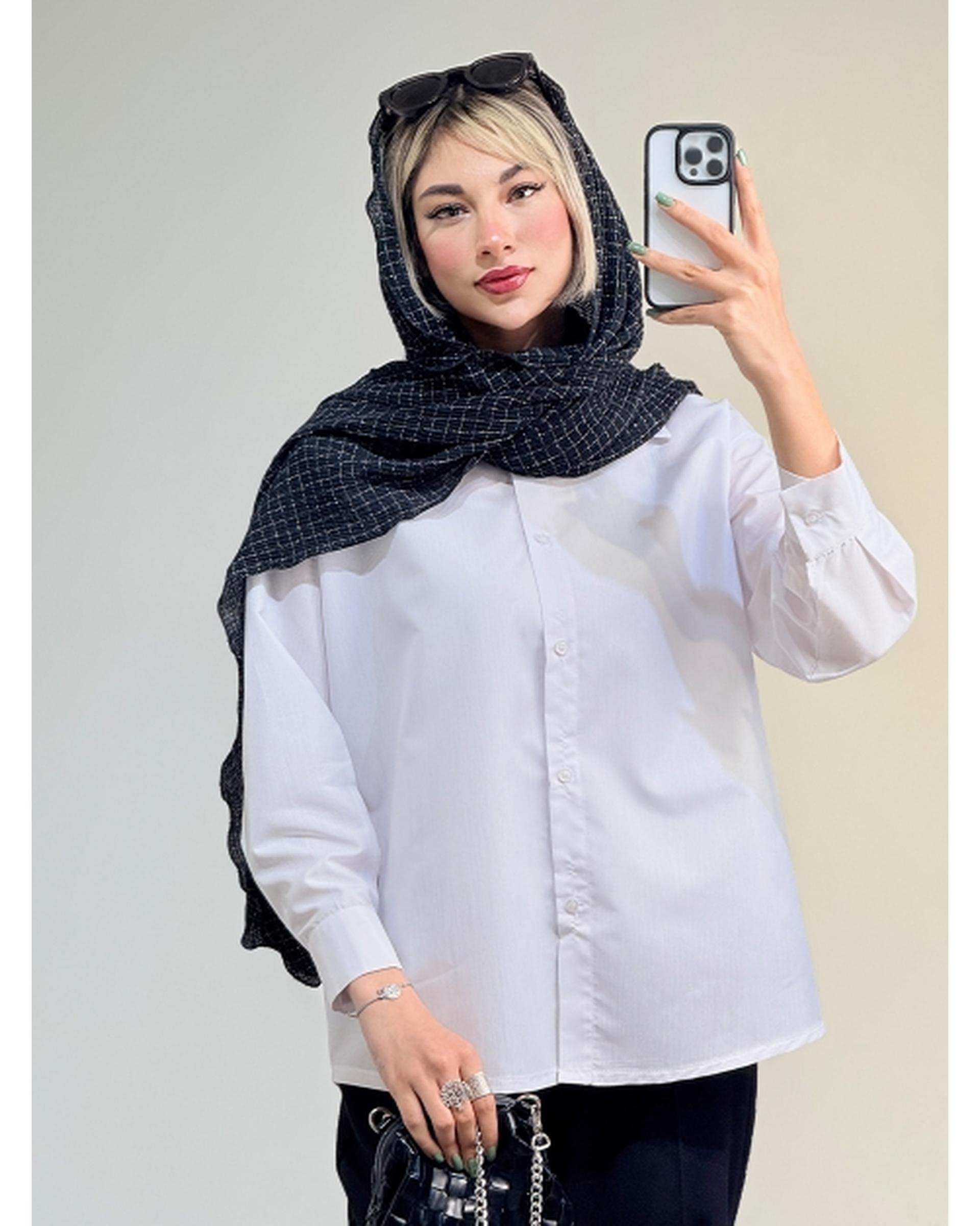شومیز زنانه سفید کد 18739