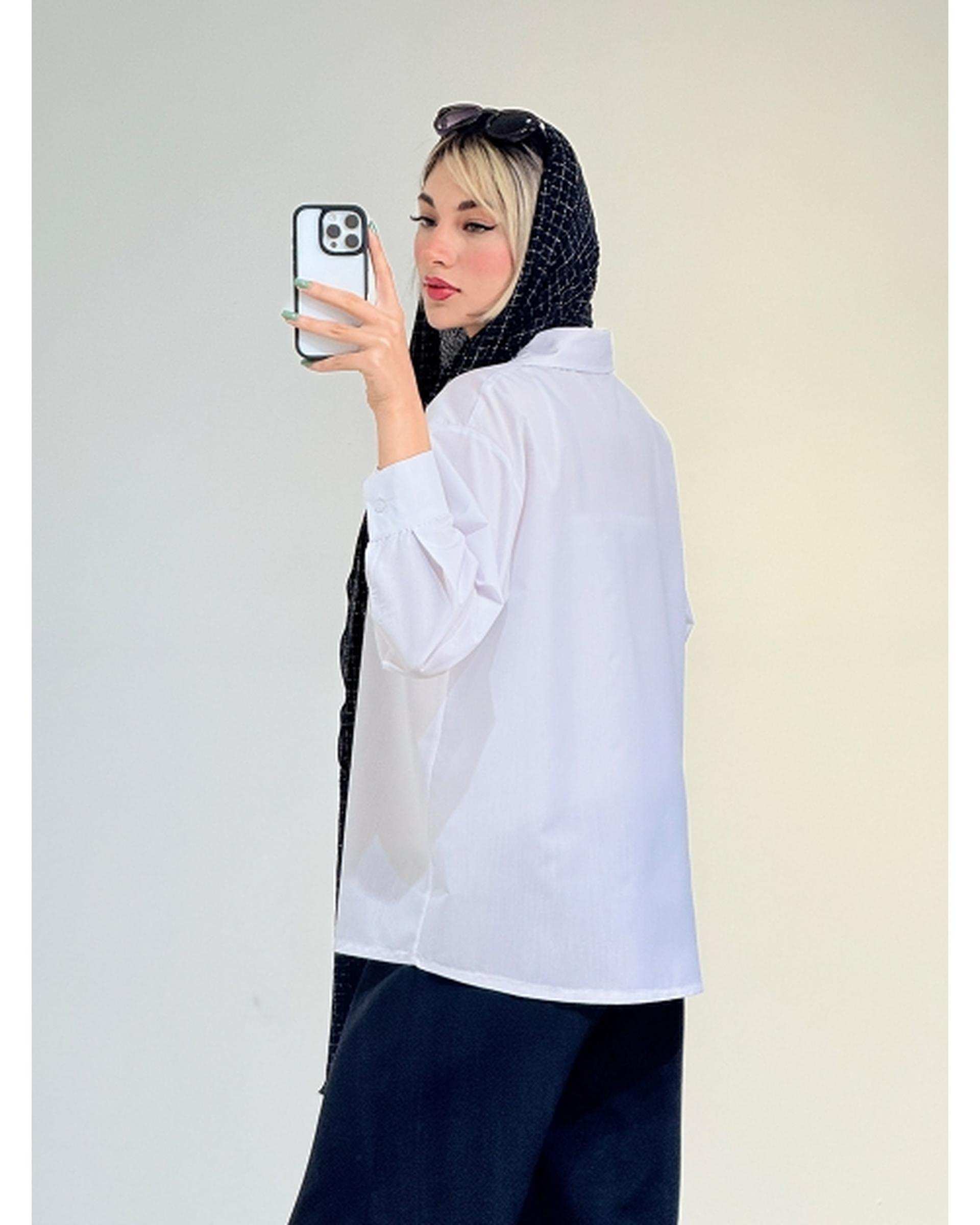شومیز زنانه سفید کد 18739