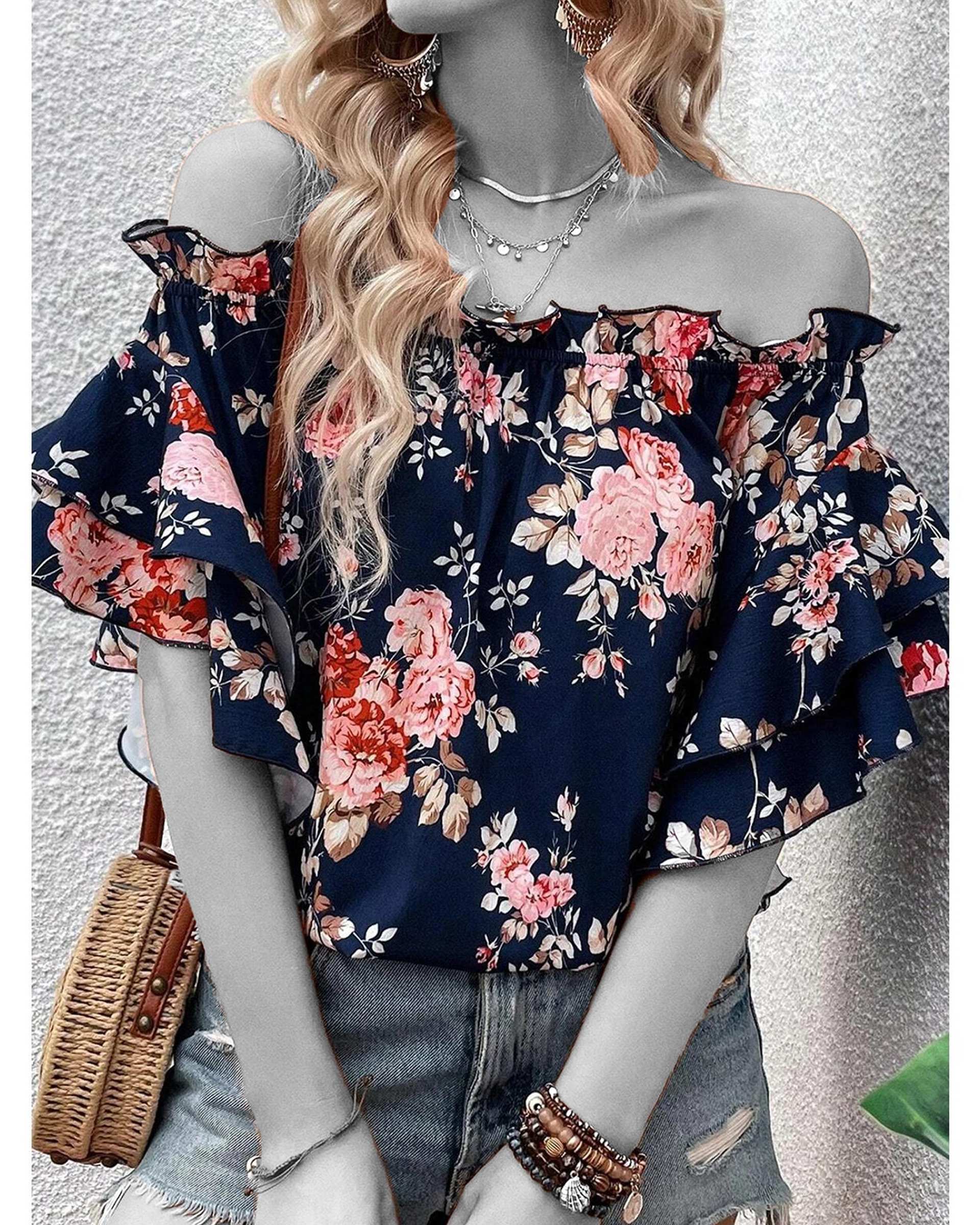 بلوز زنانه سرمه ای هومنیتی Whomanity مدل LC25126699-P520