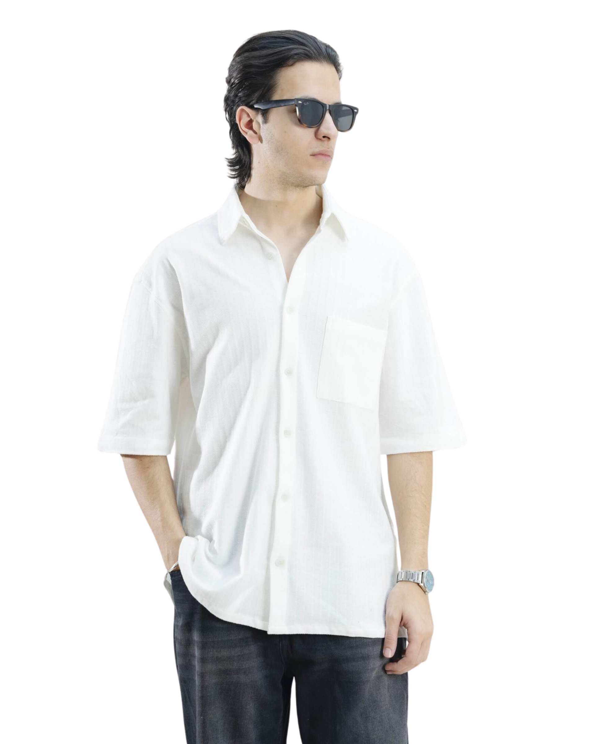 پیراهن مردانه سفید نفیر ور Nafir Wear مدل پراگ کد 1237303
