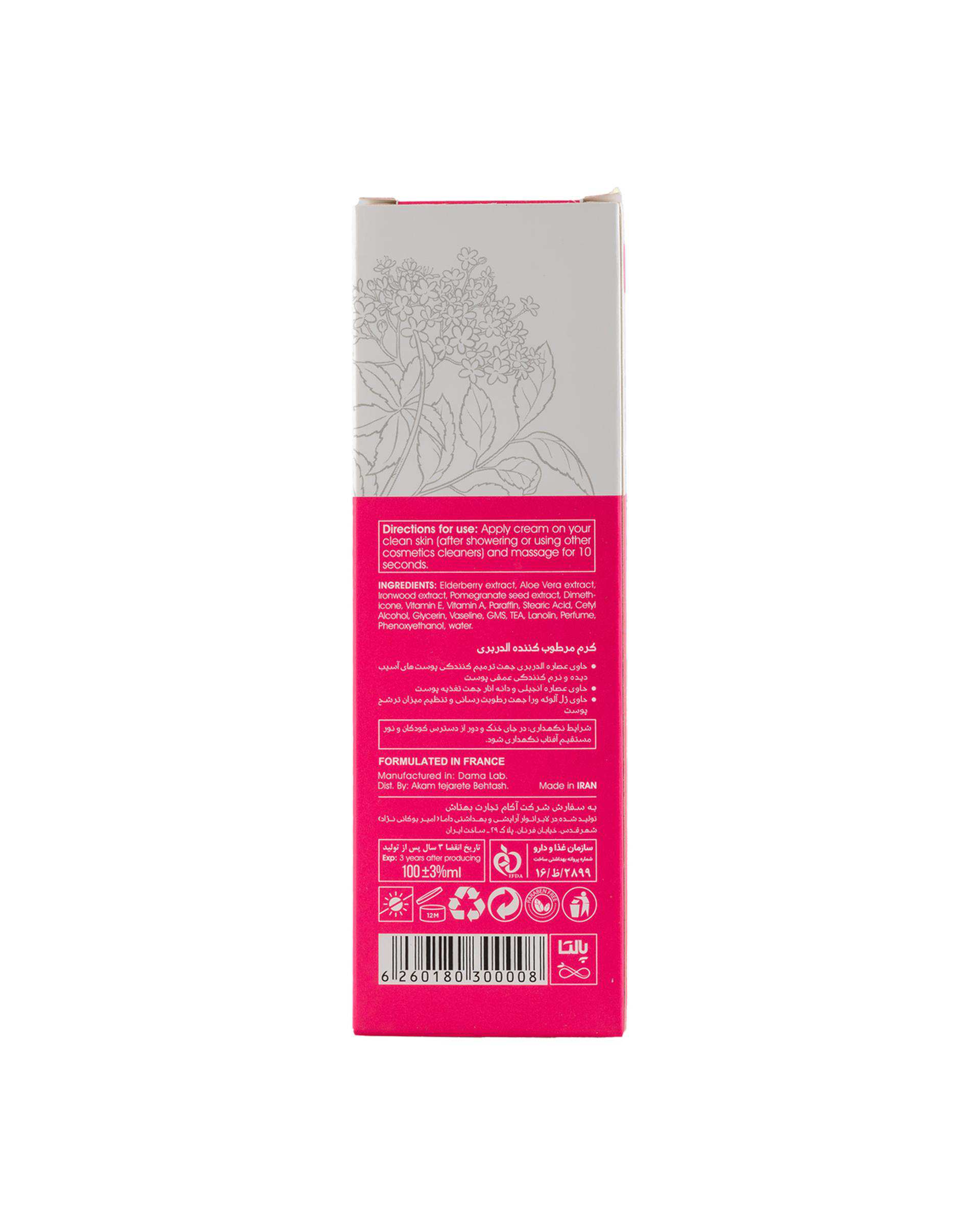 کرم مرطوب کننده دست و صورت تیوپی پالتا Paletta مدل ElderBerry مناسب پوست چرب حجم 100ml