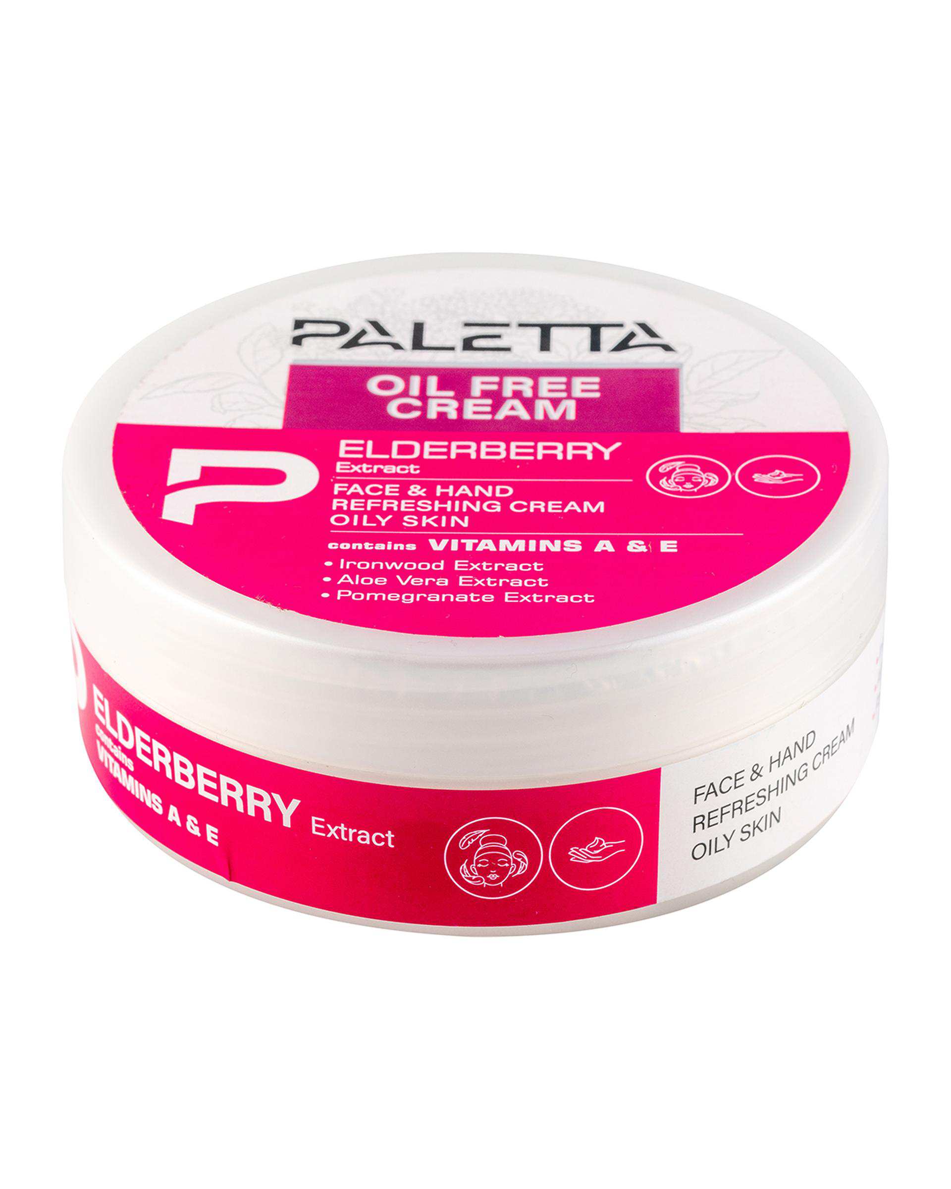 کرم مرطوب کننده دست و صورت پالتا Paletta مدل ElderBerry مناسب پوست چرب حجم 220ml