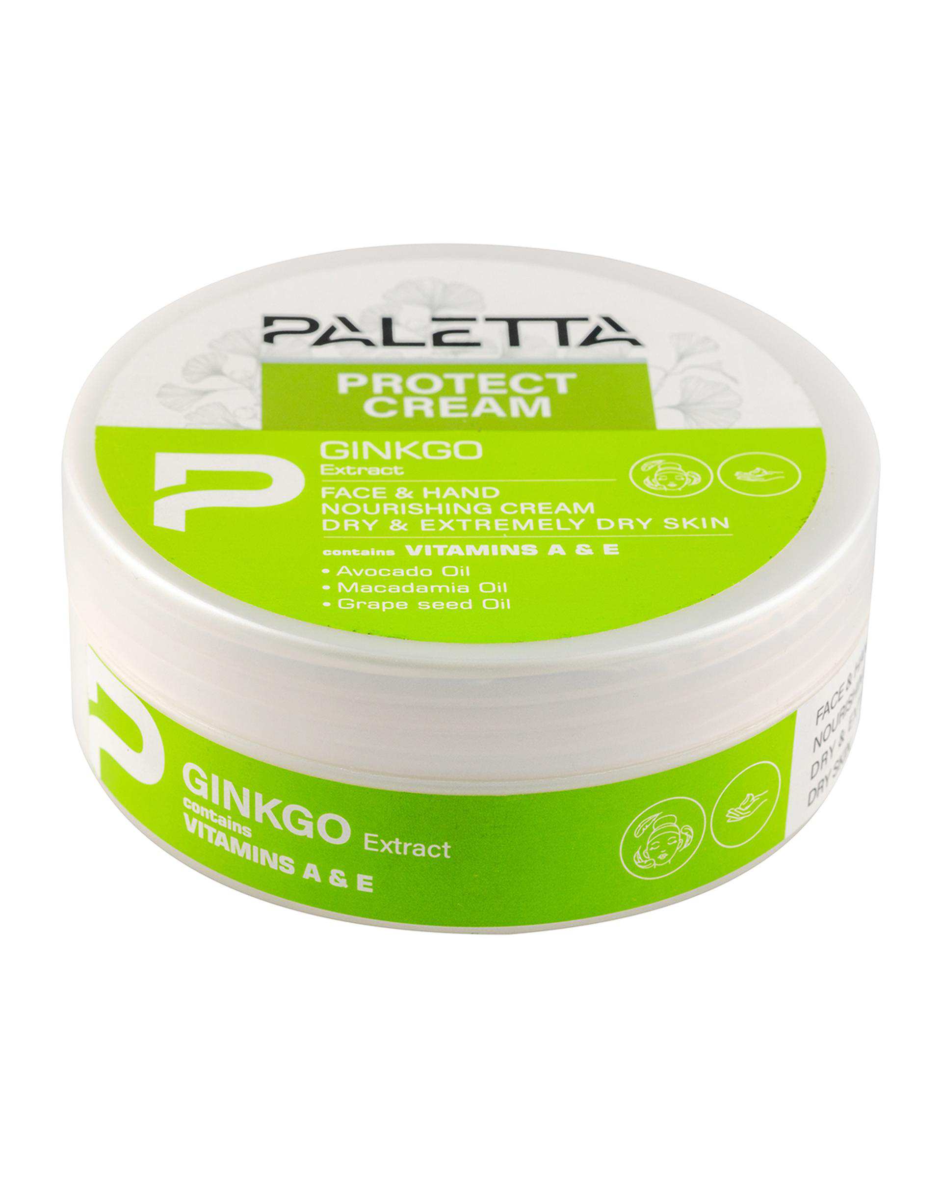 کرم مرطوب کننده دست و صورت پالتا Paletta مدل Ginkgo مناسب پوست خشک و خیلی خشک حجم 220ml