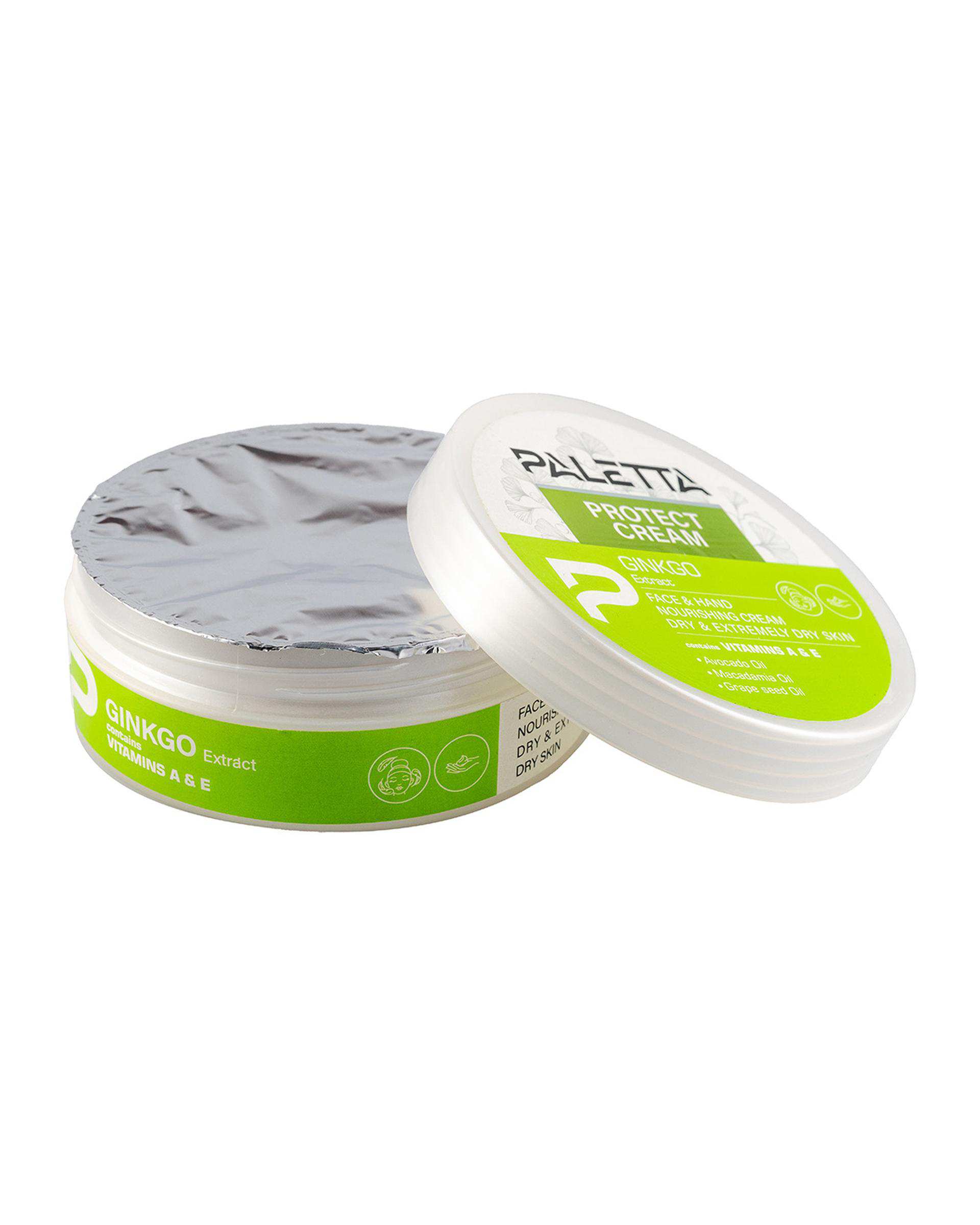 کرم مرطوب کننده دست و صورت پالتا Paletta مدل Ginkgo مناسب پوست خشک و خیلی خشک حجم 220ml