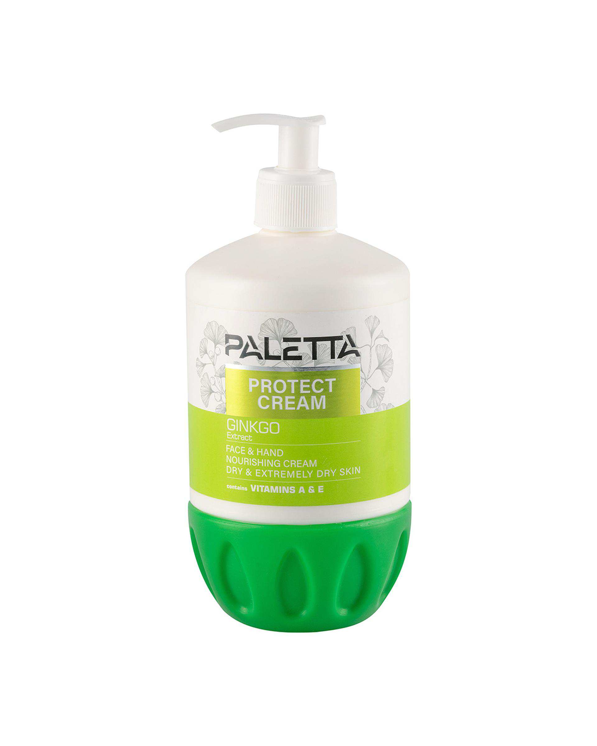 کرم مرطوب کننده دست و صورت پالتا Paletta مدل Ginkgo مناسب پوست خشک و خیلی خشک حجم 500ml