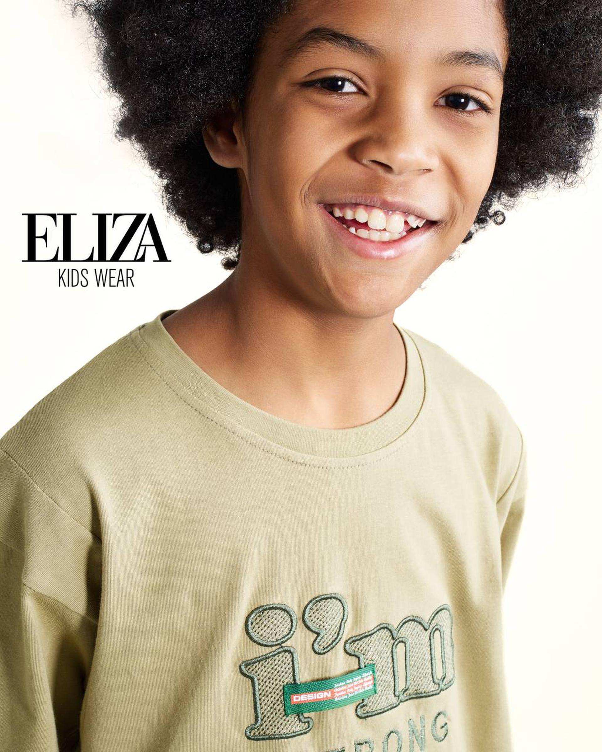 ست تی شرت و شلوارک پسرانه سبز الیزا کیدز Eliza Kids کد 510 مدل I am