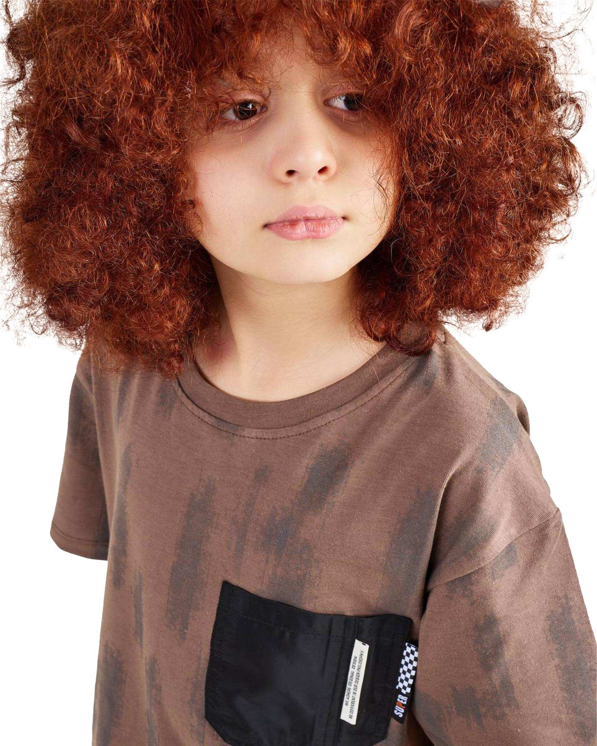 تی شرت پسرانه قهوه ای الیزا کیدز Eliza Kids کد 480 مدل TC شطرنجی
