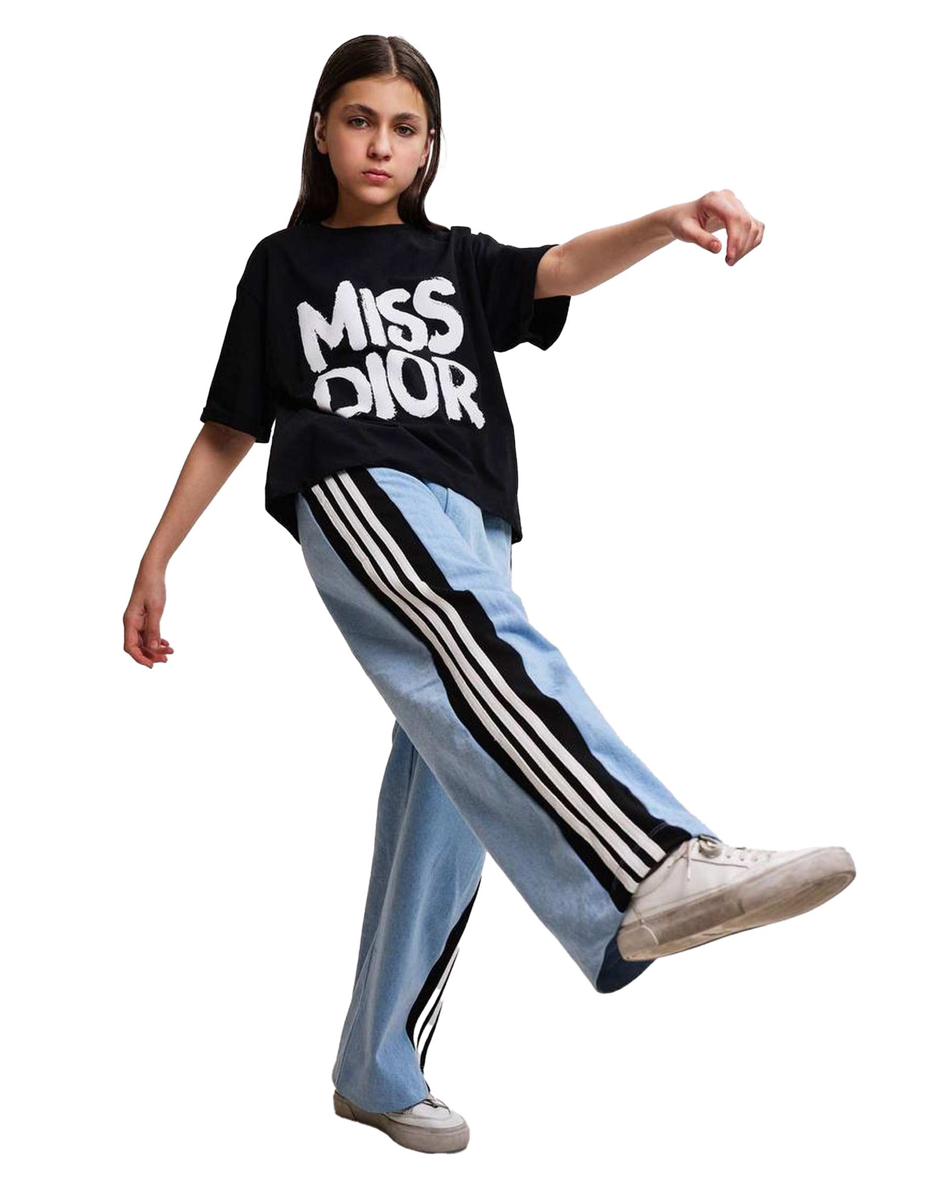 ست تی شرت و شلوار جین دخترانه آبی مشکی الیزا کیدز Eliza Kids کد 470 مدل Miss Dior