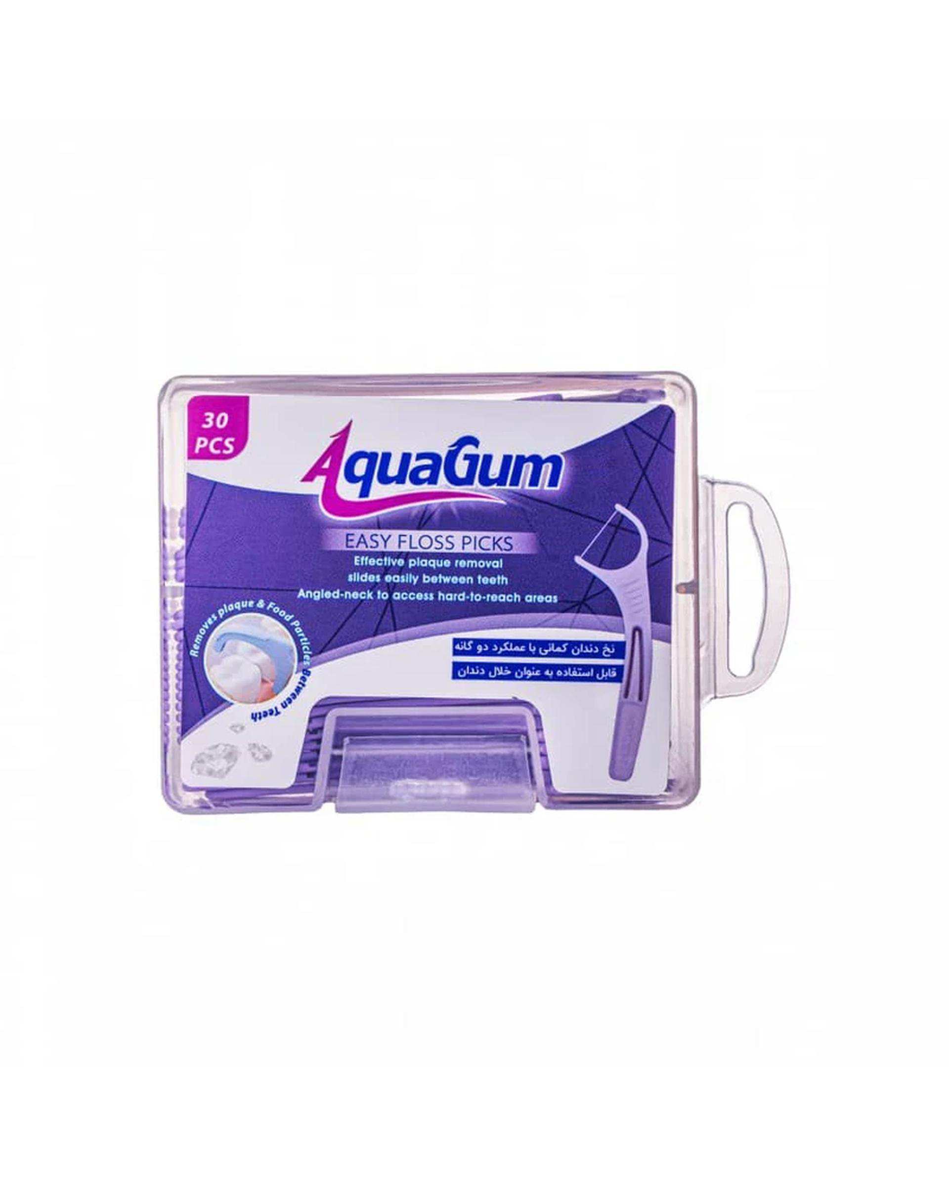 نخ دندان کمانی دو کاره آکواگام Aquagum بسته 30 عددی