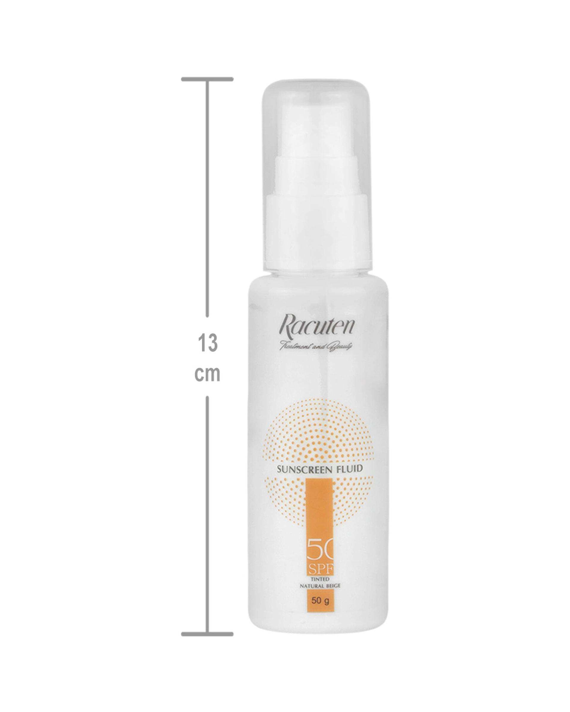 فلوئید ضد آفتاب SPF50 آبرسان راکوتن Racuten رنگ بژ طبیعی