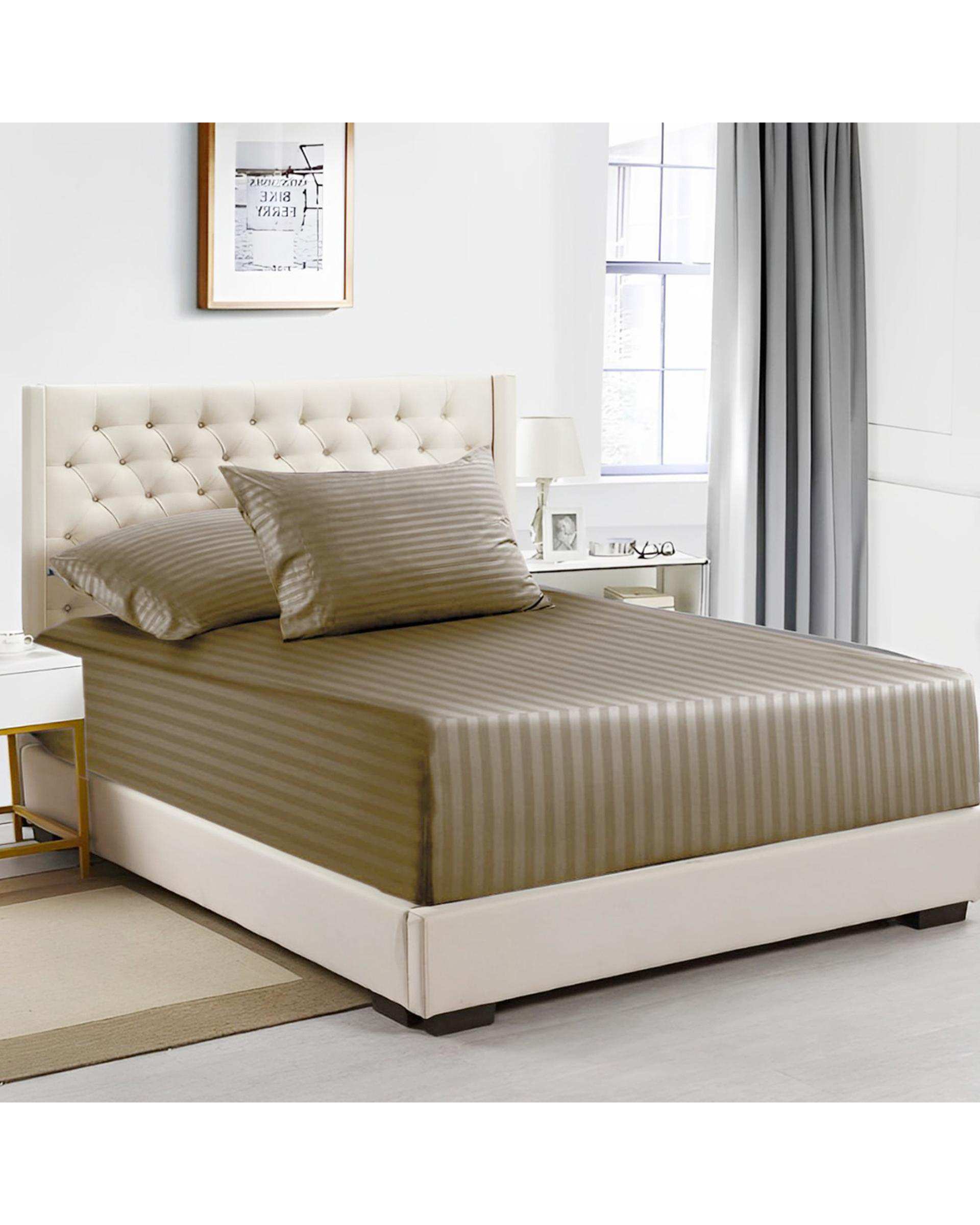 نیم ست ملحفه هتلی یک نفره دوتکه نسکافه ای پرارین Pararin سایز 120