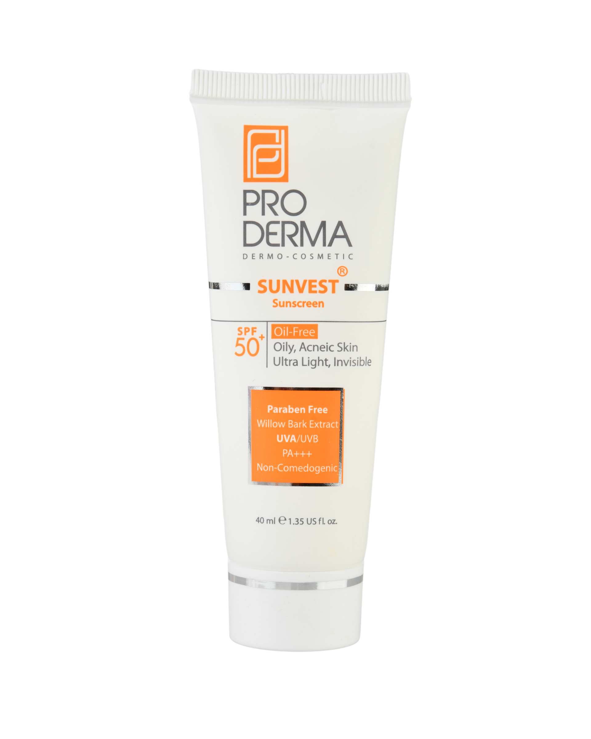 کرم ضد آفتاب بی رنگ SPF50 پرودرما Proderma مناسب پوست چرب و دارای جوش 40ml