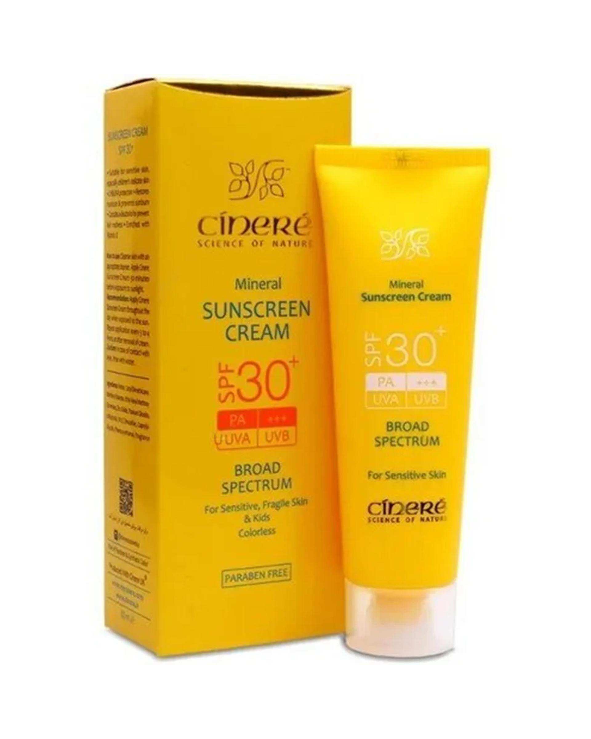 کرم ضد آفتاب بی رنگ SPF30 سینره Cinere مناسب انواع پوست حجم 50ml