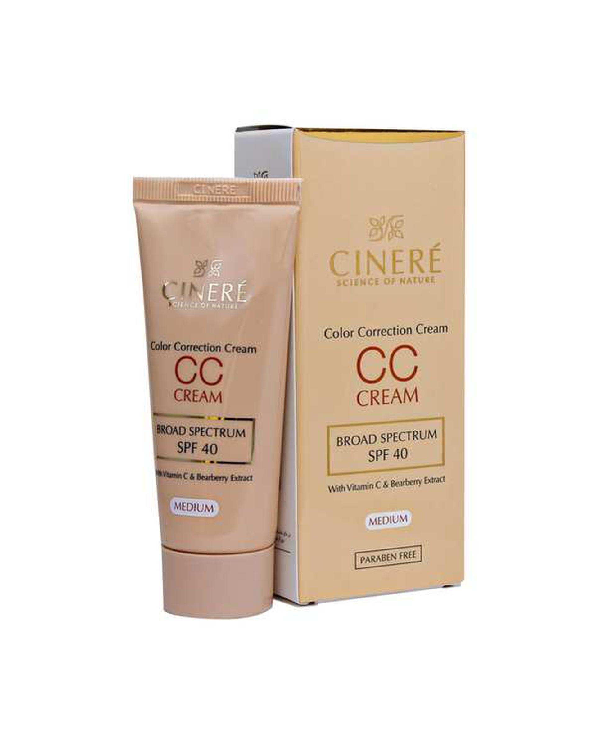 سی سی کرم SPF40 سینره Cinere رنگ متوسط حجم 40ml